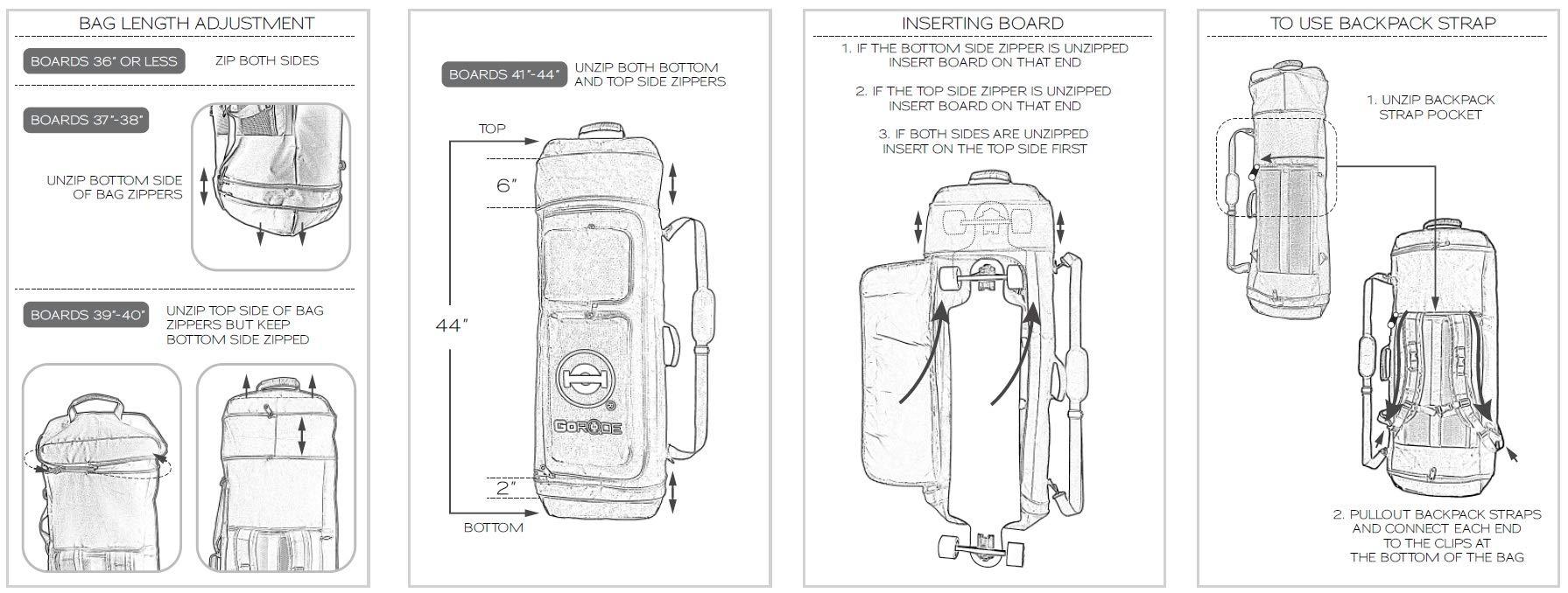 GoRide GoRide Elite Electric Longboard Skateboard Backpack Bag Carrier with Laptop Holder (Black)