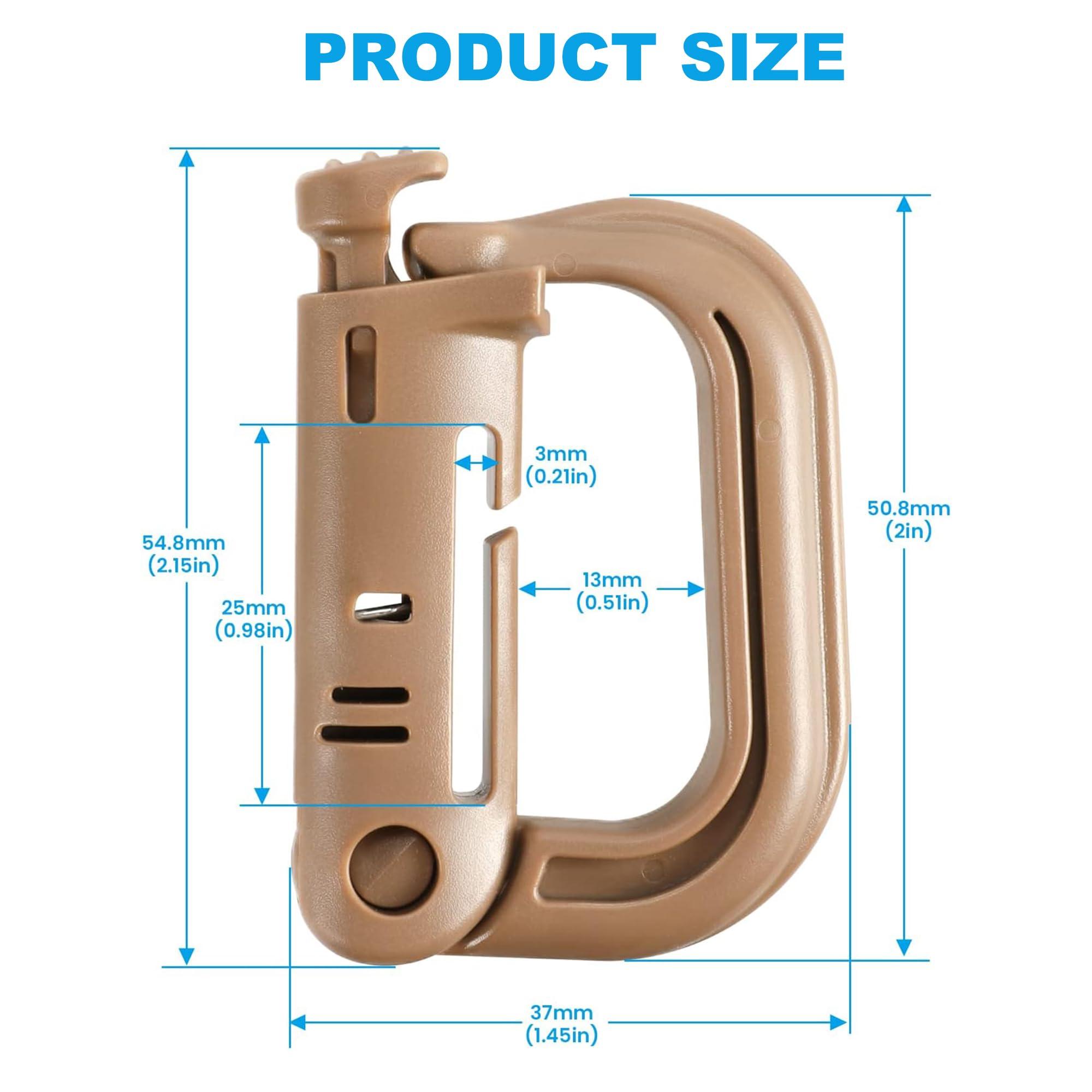 LULUQUEEN 10 Pcs Multipurpose D-Ring Grimlock Locking Hanging Hook Tactical Link Snap Keychain for Molle Webbing
