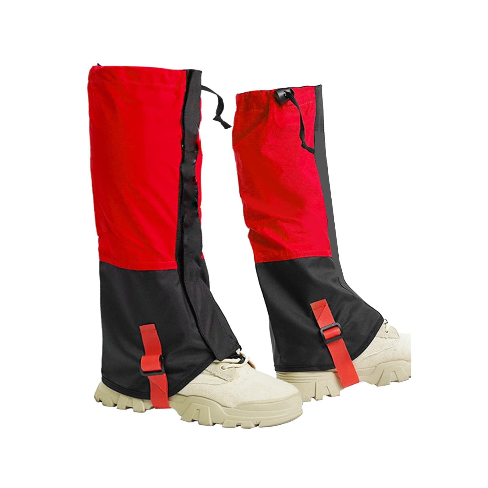 HEARSO Leg Gaiters, Outdoor Gaiters Snowshoe Gaiters for Children, Suitable for Men and Women Camping, Mountain Climbing, Hiking and Snowshoeing (Color : Red)