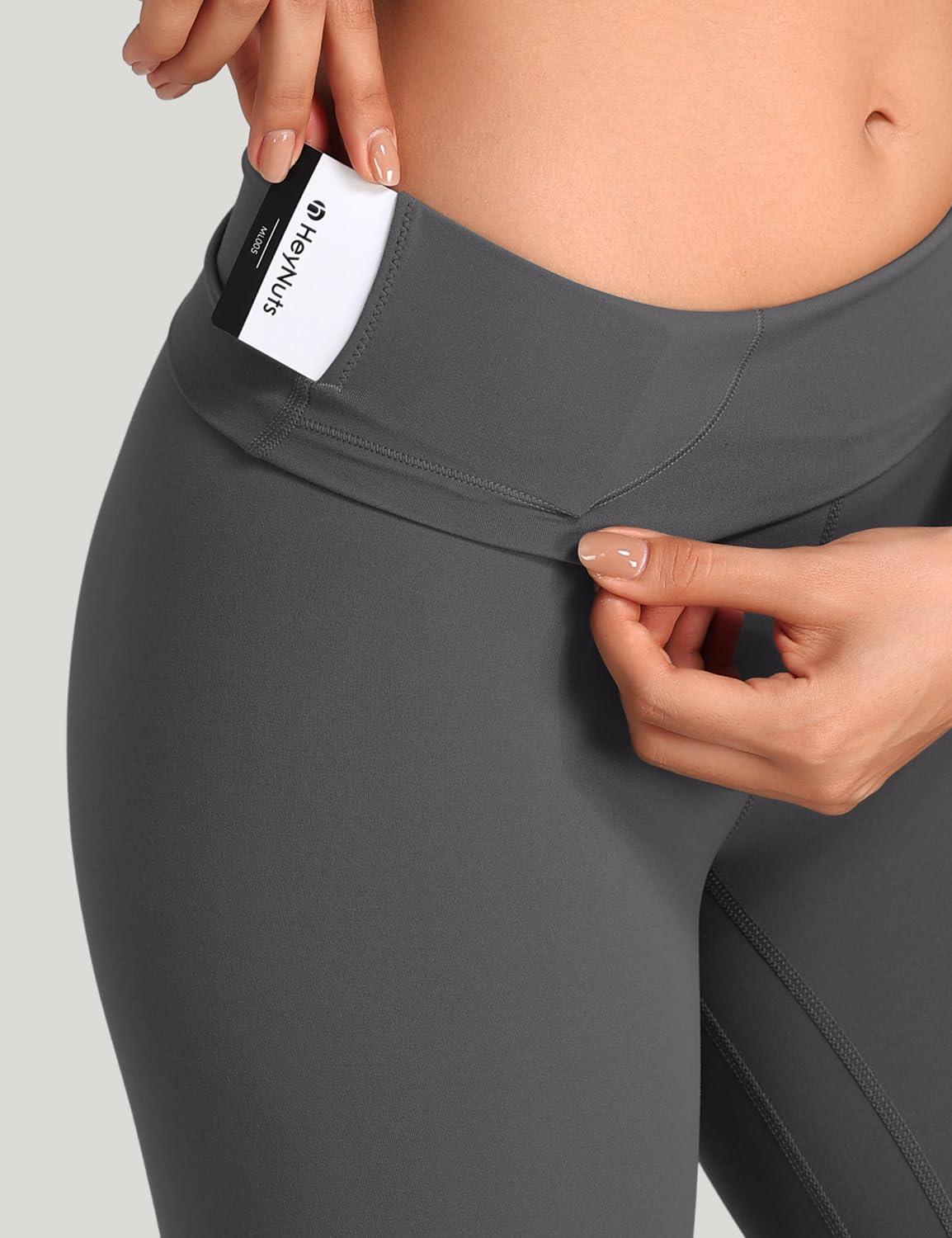 HeyNuts HeyNuts Workout Pro Athletic High Waisted Yoga Leggings for Women, Buttery Soft Workout Pants Compression 7/8 Leggings with Inner Pockets Graphite Grey_25'' M(8/10)
