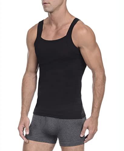 2(X)IST 2(X)IST Men's Essential Cotton Square Cut Tank 2-Pack Deep Black, Small
