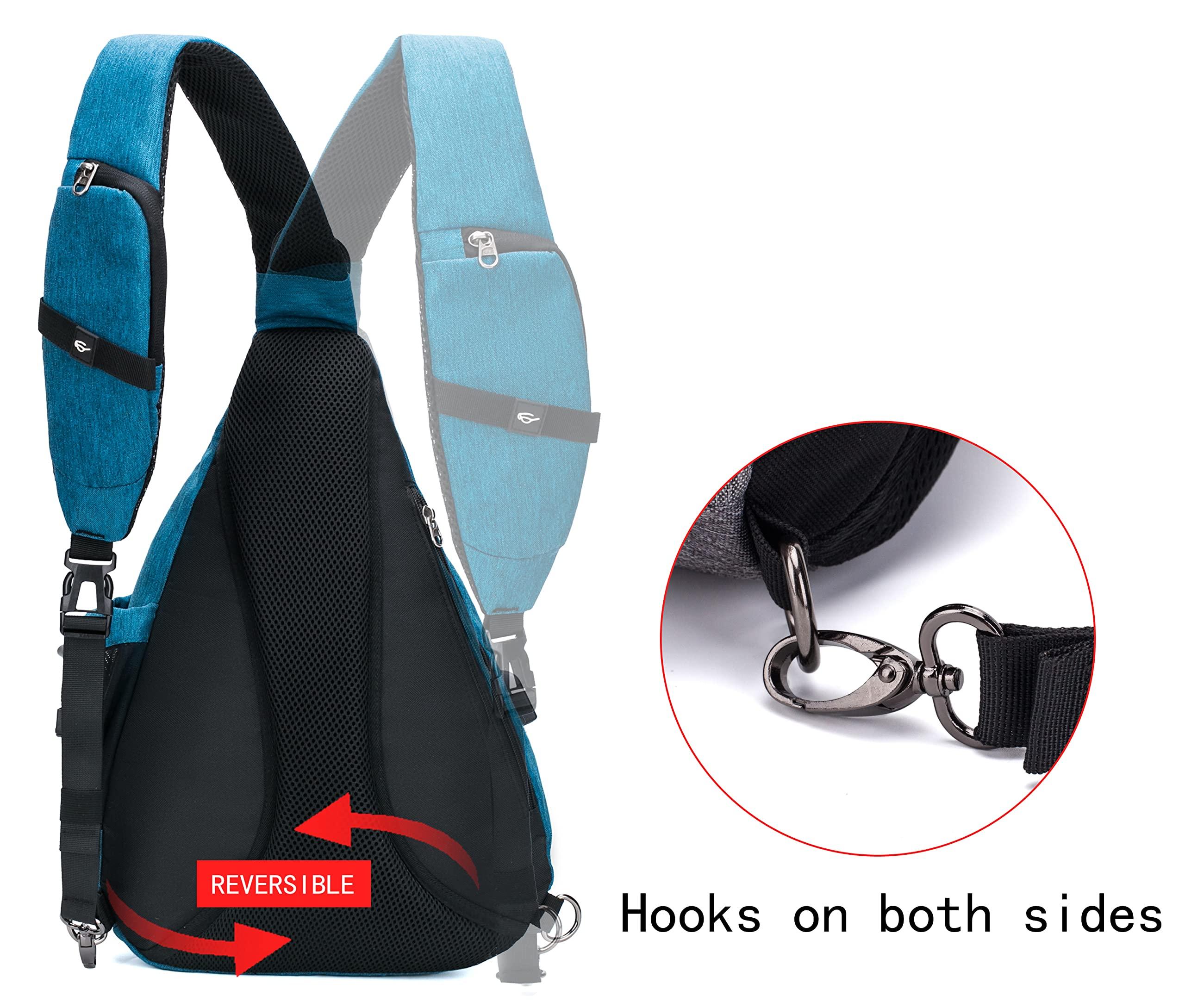 TurnWay TurnWay Water-Proof Sling bag/Crossbody Backpack/Shoulder Bag with USB Charging Port for Travel, Hiking, Cycling, Camping (BLUE)