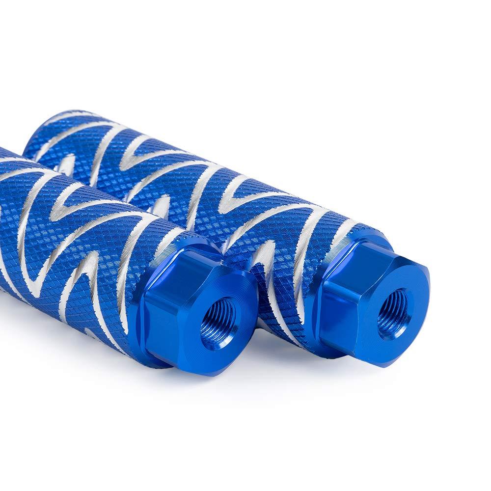KINSPORY KINSPORY 4PC Bike Pegs for 3/8 inch Axles, Aluminum Alloy Anti-Skid BMX Bicycle Pegs for Mountain Bike Backseats Stands Cycling Rear Stunt Pegs (W' Blue)