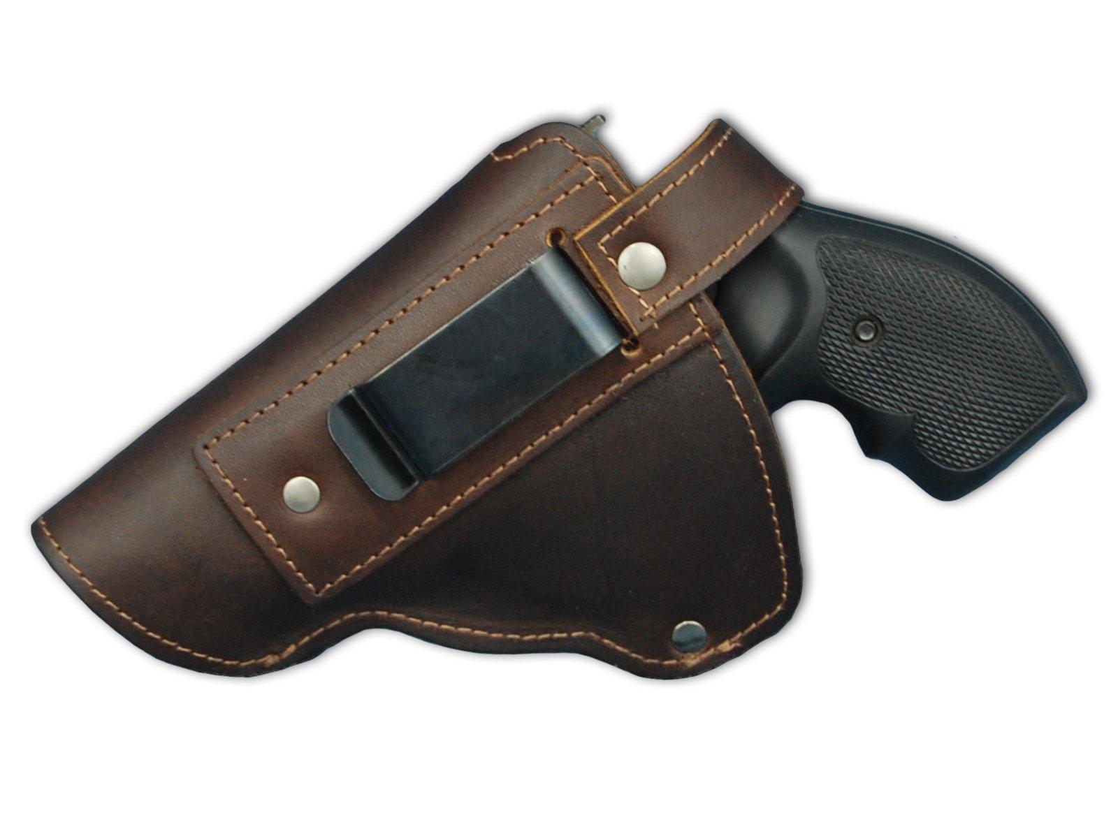 Barsony Barsony Brown Leather OW Holster for Snub Nose 2" 22 38 357 41 Revolvers (Ruger LCRx, Left)