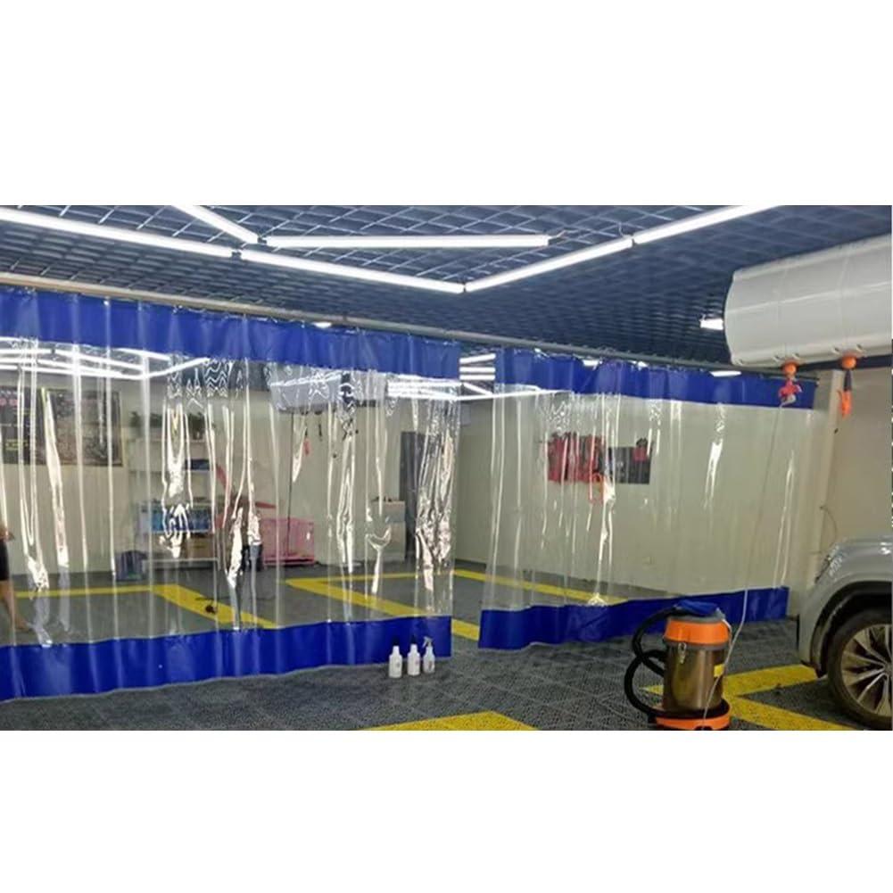 Rygcrud Rygcrud Garage Divider Curtains for Work Areas, Industrial Divider Curtains, Vinyl Panels Clear Tarp with Straight Track, Outdoor Patio Waterproof Partition(14.8x7.9FT)