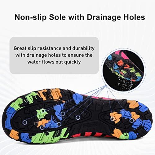 HIITAVE HIITAVE Womens Aqua Beach Water Shoes Quick Dry Barefoot Swim Socks for Surf Pool River Walking Diving Water Sports Fushia W9/M8