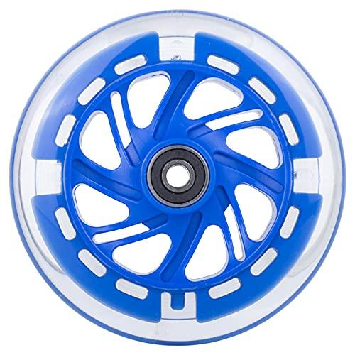AOWISH AOWISH 120mm Light-up Scooter Wheels Pair 120mm X 24mm Scooters LED Flash Front Wheels Replacement w/Bearings ABEC-9 for Micro Kickboard, 3-Wheeled Push Scooters (Blue)