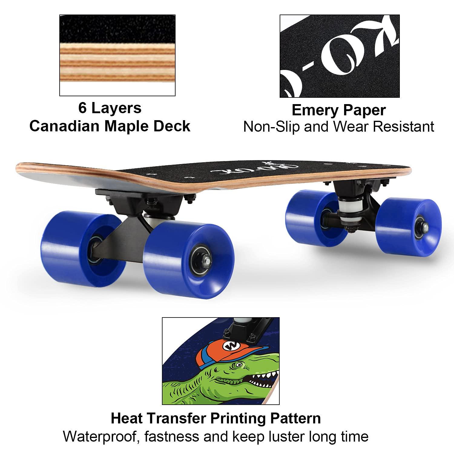 KO-ON KO-ON Skateboard Complete Skateboards 22 Inch Mini Cruiser Skateboards for Beginners Kids Boys and Girls (Castor T-Rex)