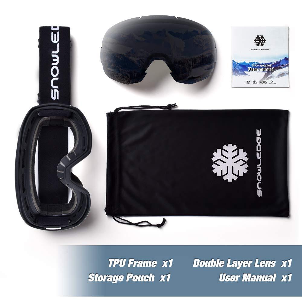 Snowledge Snowledge Ski Goggles for Men Women with 100% UV Protection Anti-Fog Dual Lens, skiing Snowboarding Snowmobile Goggles