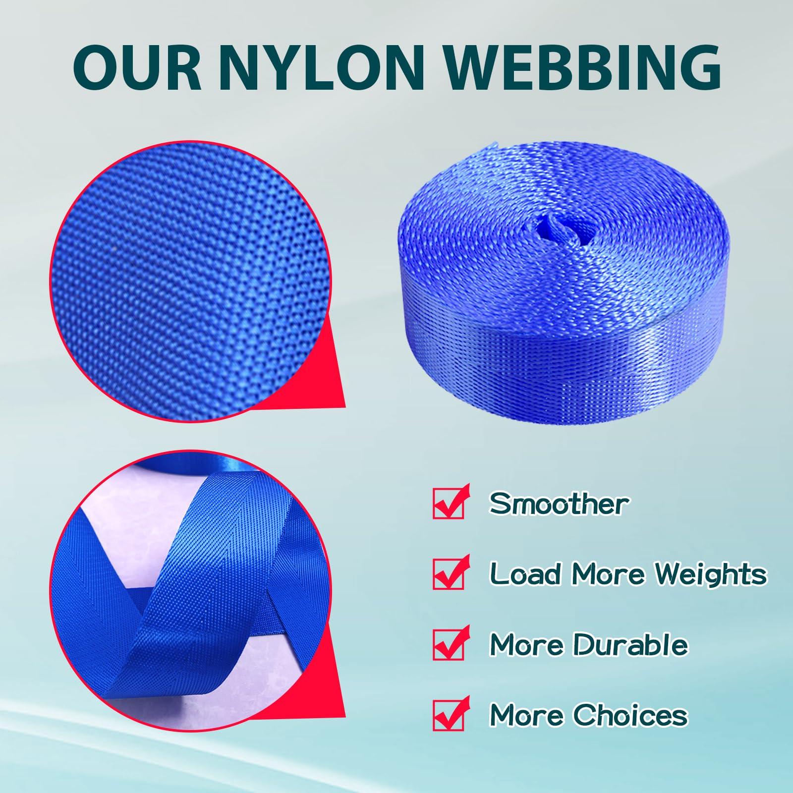 Grosun Grosun 50 Yards Nylon Webbing 1 inch 1.5 inch 2 inch Webbing Nylon Strap Backpack Straps Belt, 10 25 50 3.3 Yards Webbing (White, 2 inch)