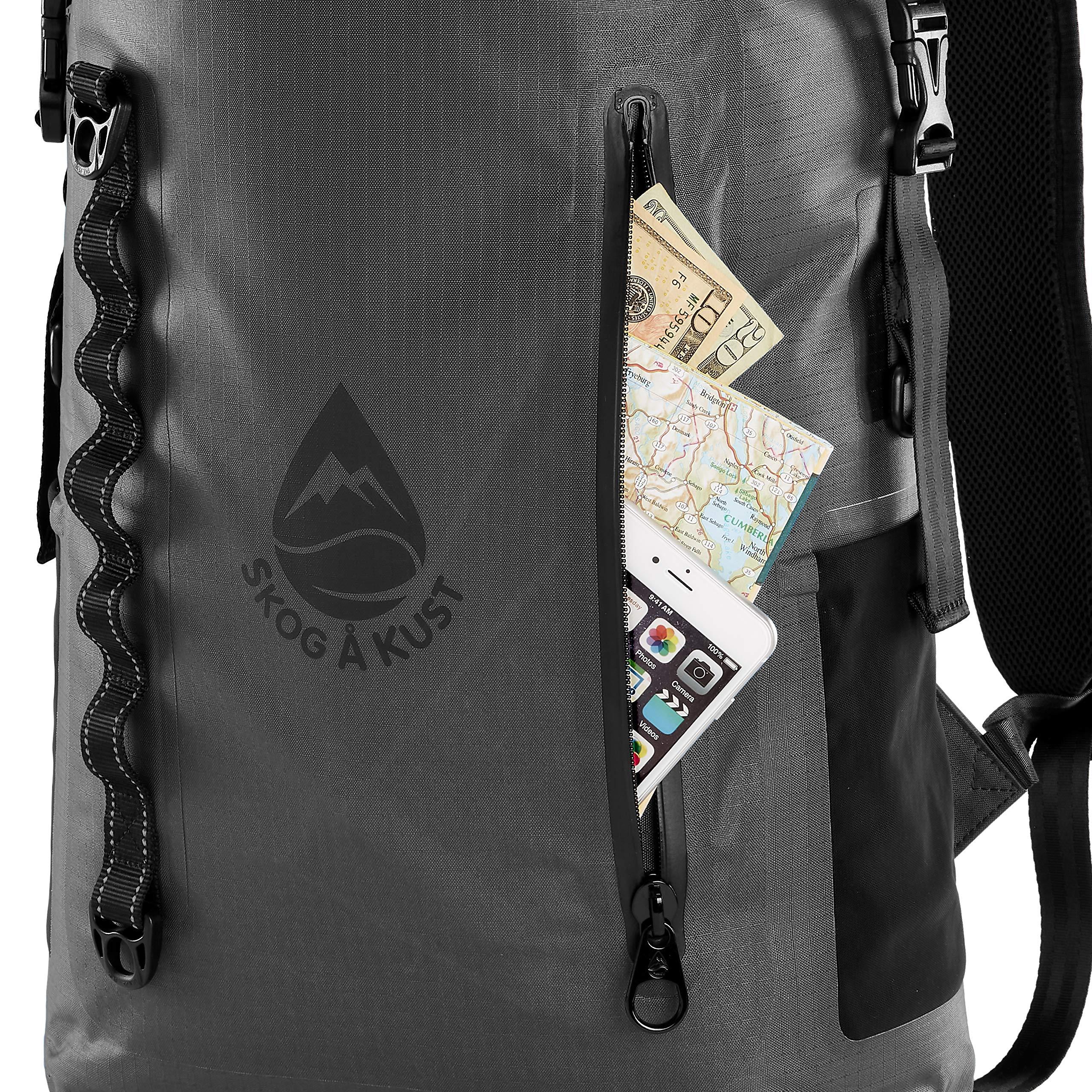 Skog  Kust Skog Kust BackSk Pro Waterproof Floating Backpacks with Exterior Airtight Zippered Pocket | Grey, 25 Liter