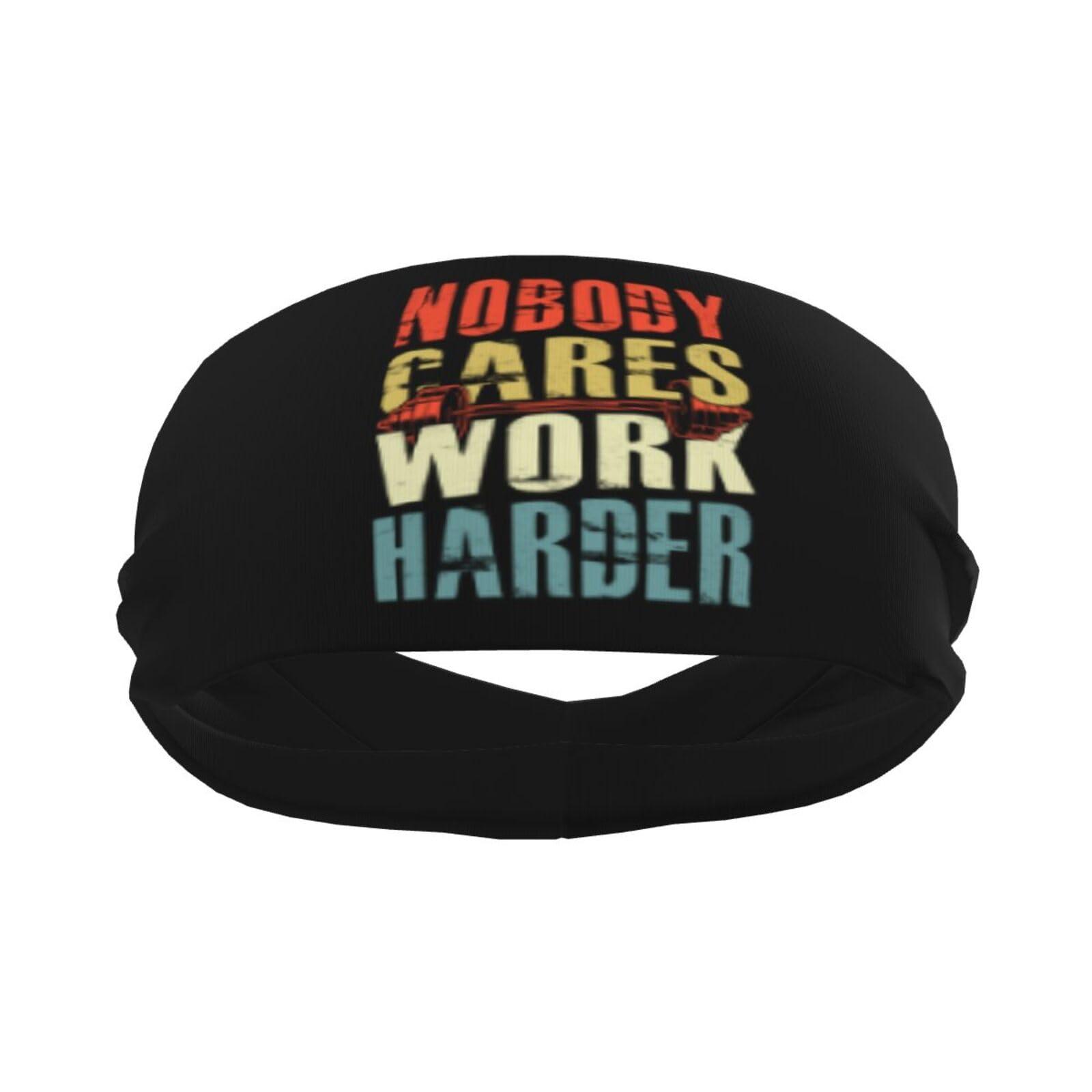 KOSPOGO Nobody Cares Work Harder Headbands for Women Men Sports Headband Outdoor Interior Breathable Sports Wicking Hair Ties Leisure Hair Bands