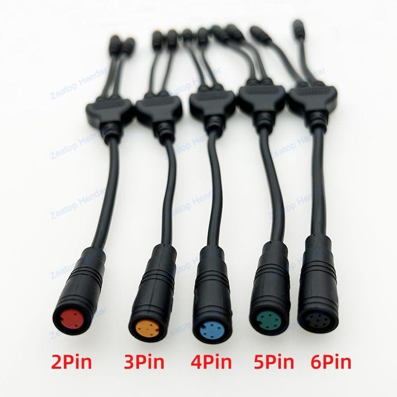 Zeatop Hendar Zeatop Hendar M8 Y Splitter E-Bike Cable M-8 1 Female to 2 Male 2 3 4 5 6 Pin Electric Bicycle Plug for Scooter Brake Signal Sensor Wire Adapter for BBS01/BBS02/BBSHD Shift Sensor Brake (3Pin), Black