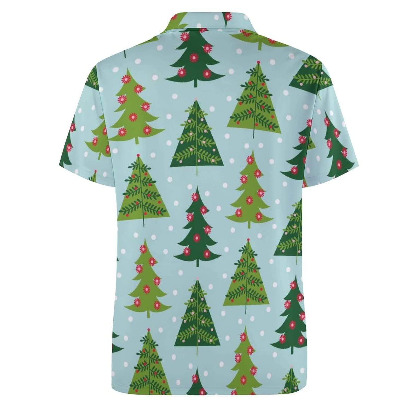 BAIKUTOUAN BAIKUTOUAN Christmas Trees Men's Golf Polo-Shirt Short Sleeve Jersey Tees Casual Tennis Tops M
