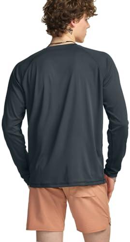 TSLA TSLA Men's Rashguard Swim Shirts, UPF 50+ Loose-Fit Long Sleeve Shirts, Cool Running Workout SPF/UV Sun Shirts, Flow Charcoal, Large
