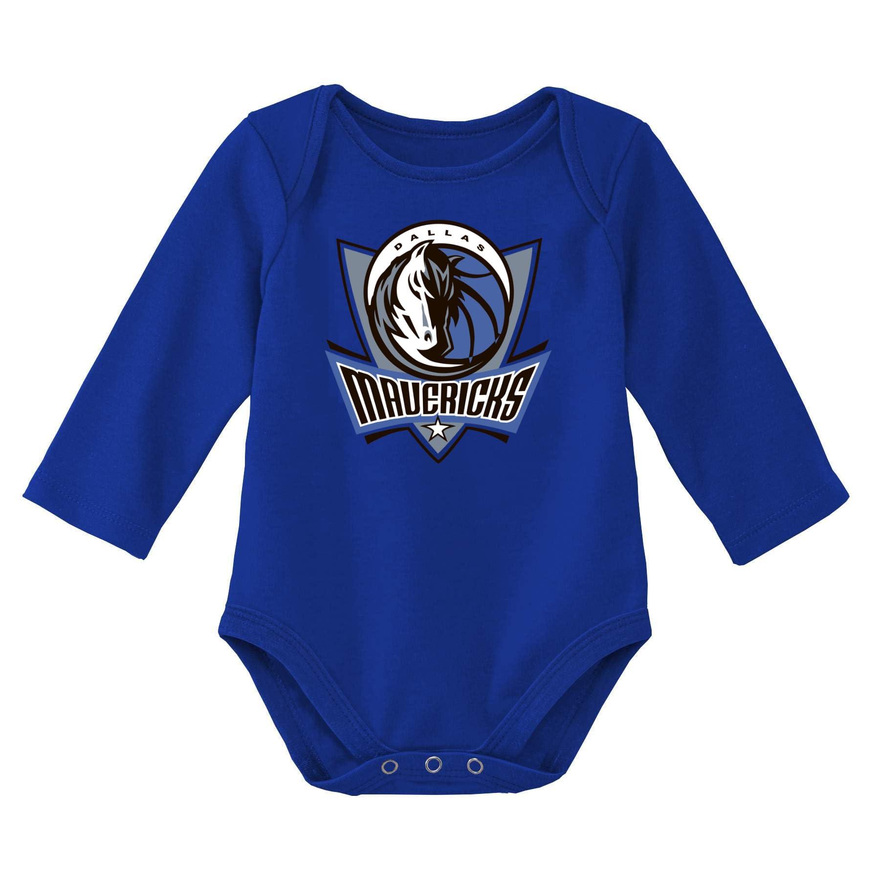 Outerstuff Outerstuff NBA Newborn & Infants 0-24 Months Official Primary Logo Long Sleeve Onesie Bodysuit Creeper Romper (Dallas Mavericks - Blue, 0/3 Months)