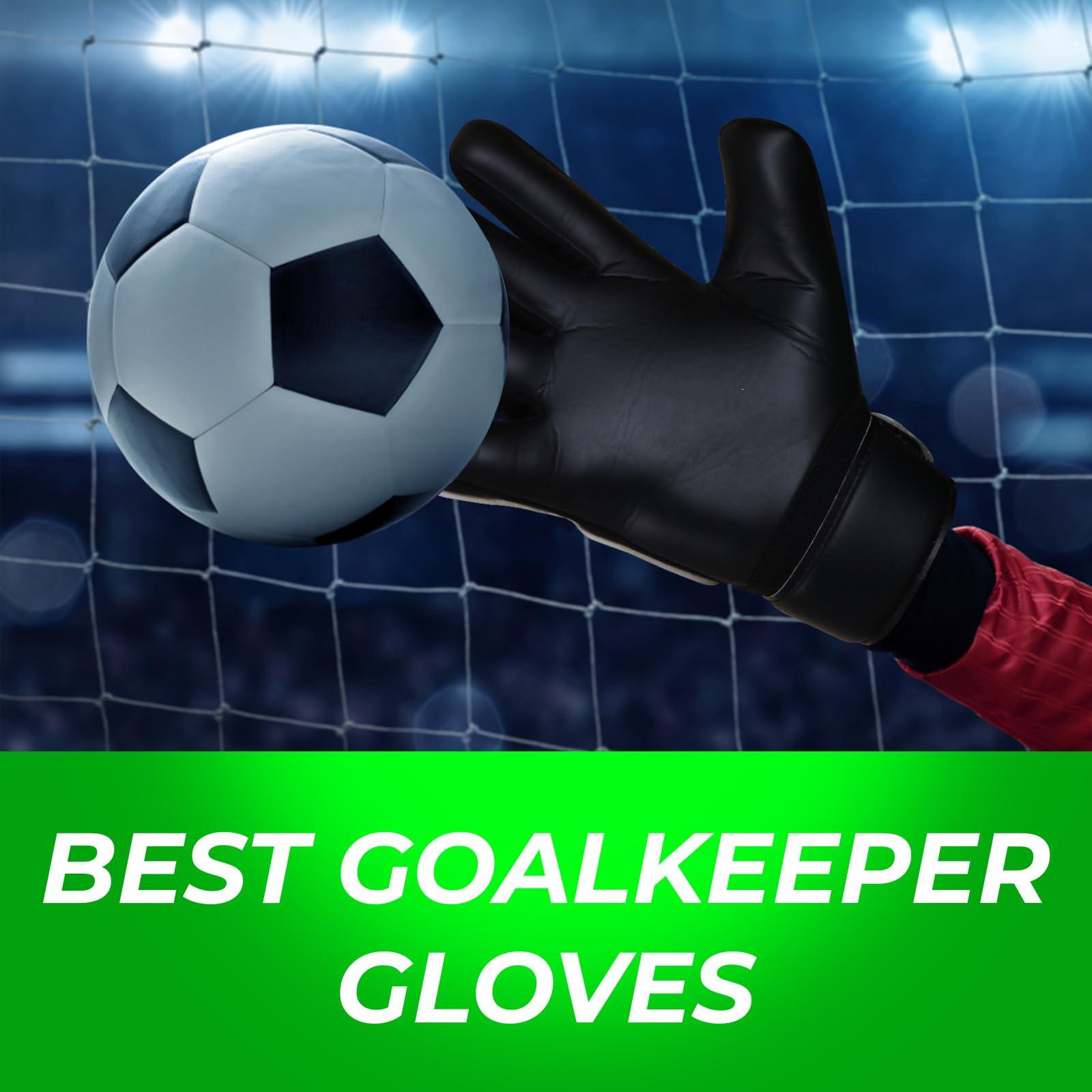 BEAST RAGE BEAST RAGE Goalkeeper Gloves for Kids Support Grip Youth Football Glove Kid Junior Soccer Glove for Kid 6-15 Men Adult Boys Football Gloves (Green, Size 5 for (9 to 12 Year Kid))