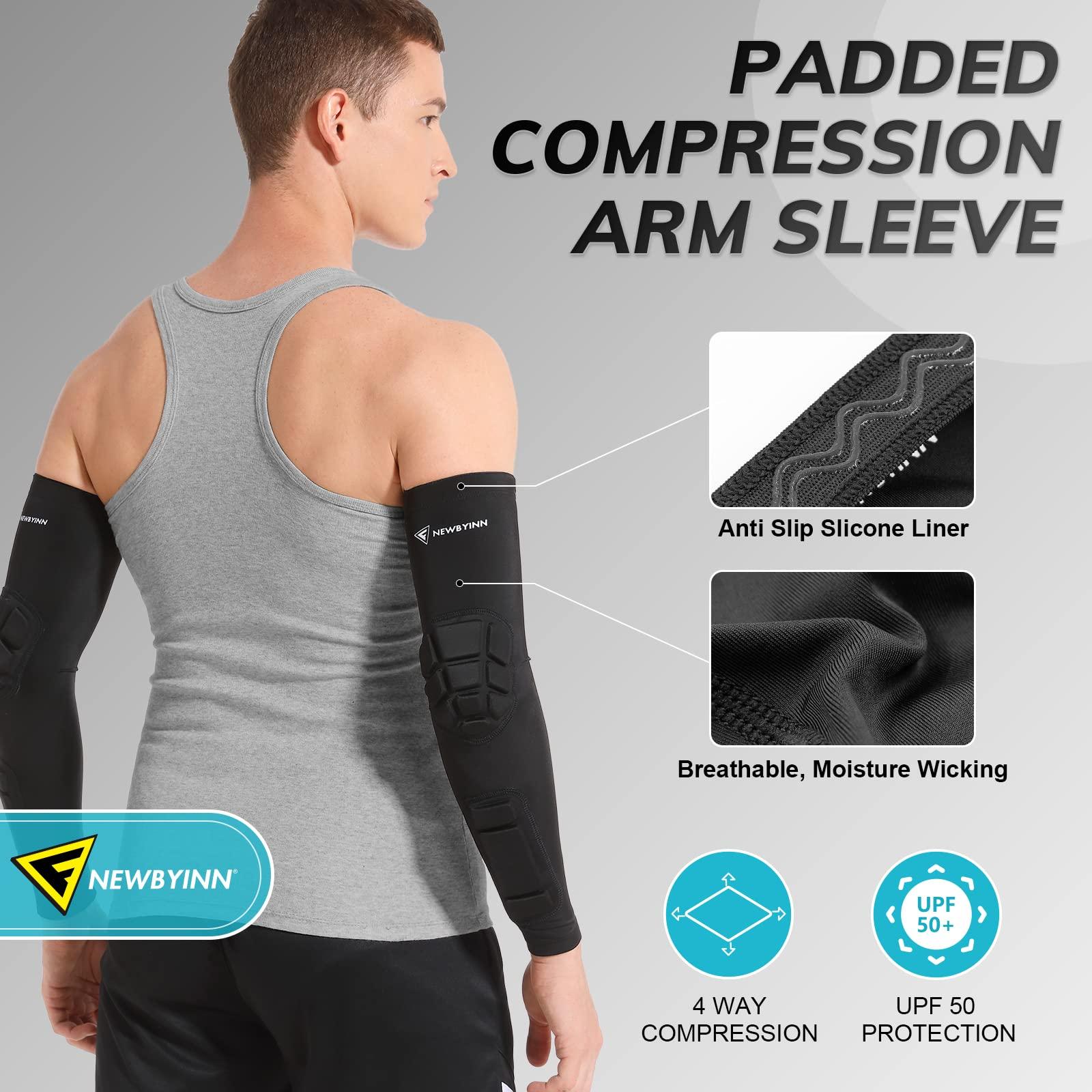 Newbyinn Newbyinn Padded Arm Sleeves 2 Pack, Elbow Forearm Crashproof Pads for Football Basketball Volleyball Soccer