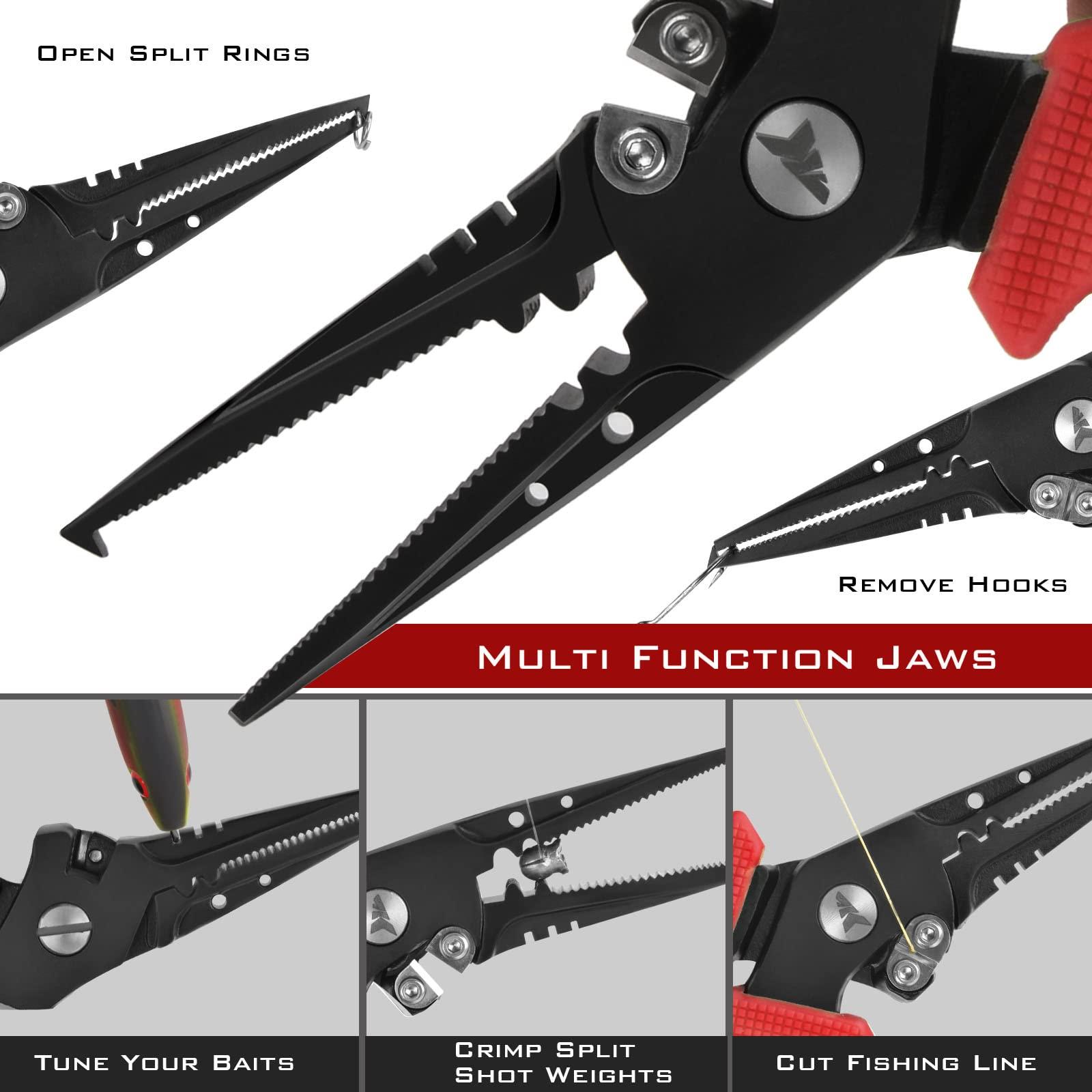 KastKing KastKing Cutthroat 7-inch Fishing Pliers, Saltwater Resistant 420 Stainless-Steel Fishing Tools, Comfortable and Slip Resistant Rubber Handle, Braided Line Cutter, Hook Remover, Crimper and Sheath