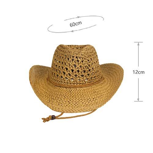 Greenery-GRE Men\'s Women\'s Straw Hat Summer Floppy Packable Panama Fedora Beach Sun Hat UPF 50+ Roll Up Foldable Large Brim Sun Protection Newsboy Travel Fishing Cap with Adjustable Chin Strap (Khaki)