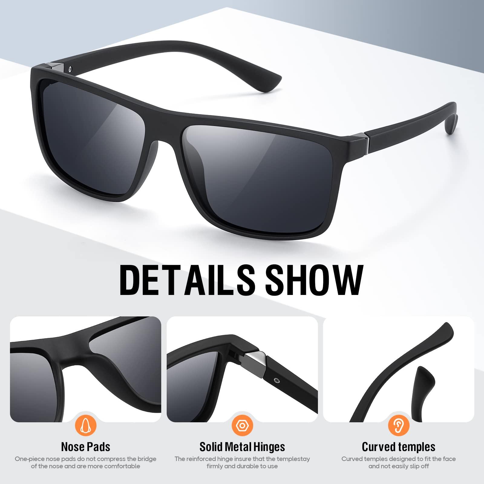 KWHZXGYY KWHZXGYY Sunglasses Men Polarized Sunglasses for Mens and Womens,Black Retro Sun Glasses Driving Fishing UV400 Protection