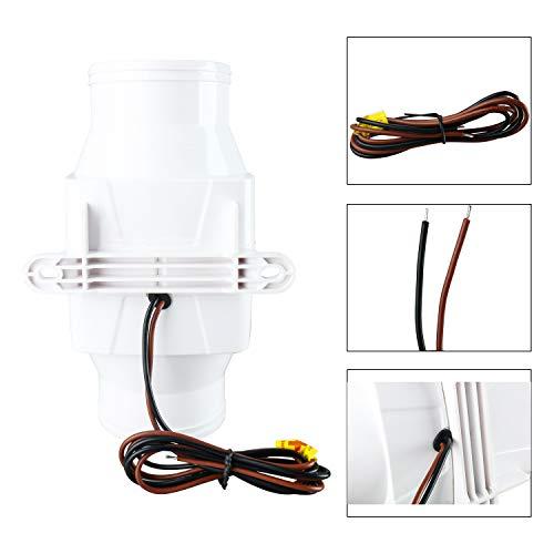 YaeMarine YaeMarine 3 Inch 12V in-Line Blower Electric in-Line Marine Bilge Air Blower 130 CFM White for Boat Marine