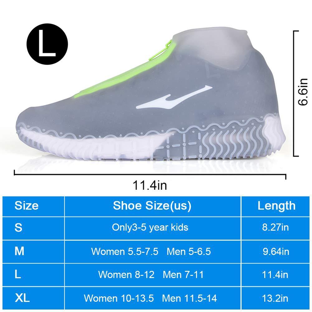 ydfagak ydfagak Shoe Covers Waterproof Reusable Foldable Not-Slip Rain Shoe Covers with Zipper,Shoe Protectors Overshoes Rain Galoshes for Kids Men and Wome (Transparent, XL (Women 10-13.5, Men 11.5-14))