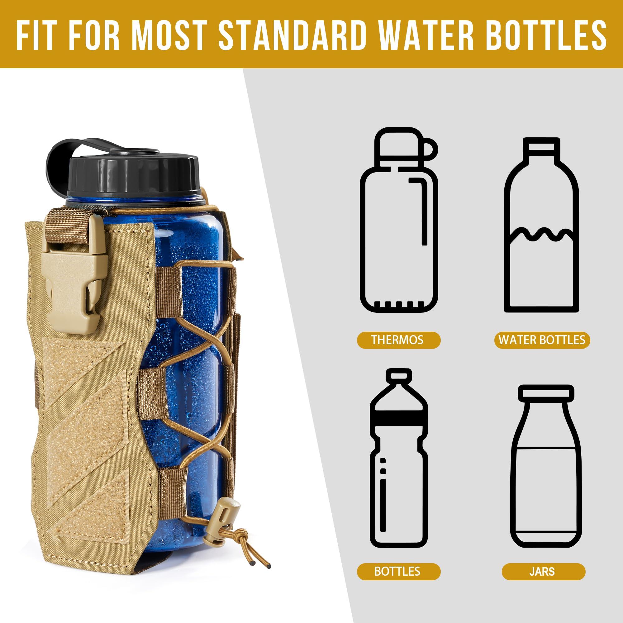 OneTigris OneTigris HUNTERZ Water Bottle Holster, Adjustable 10 to 32oz Hydration Flasks Holder Carrier for Hydro Flask & Nalgene & Contigo Bottle, Brown
