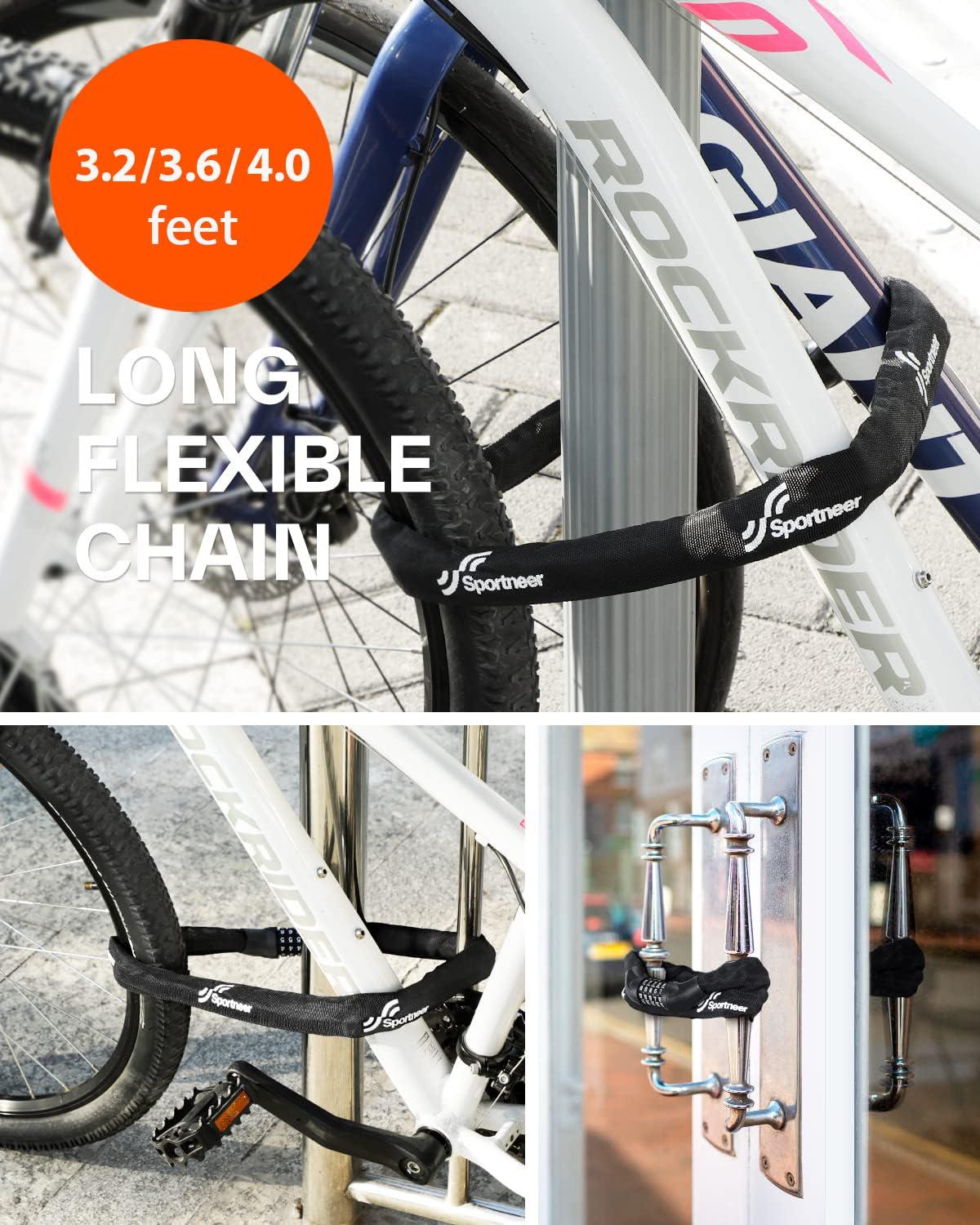 Sportneer Sportneer Bike Chain Lock Heavy Duty, Bicycle Lock with 5 Digit Combination Heavy Duty Anti Theft Keyless Security Bike Locks for Bicycle, Electric Bike, Scooter, Motorcycle, Door, Gate and Fence