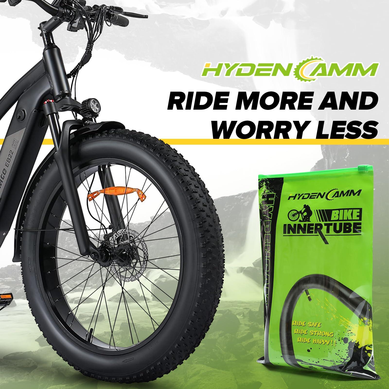 Hydencamm 2 Pack 20x3 Fat Tire Bike Inner Tubes, 20" Fat Bike Tubes 20 X 3.0/3.50 AV Schrader Valve with 2 Tire Levers, Inner Tube Compatible with 20X3.0 20 X 3.30 20 X 3.5 for Road/Mountain/E Bike by Hydencamm