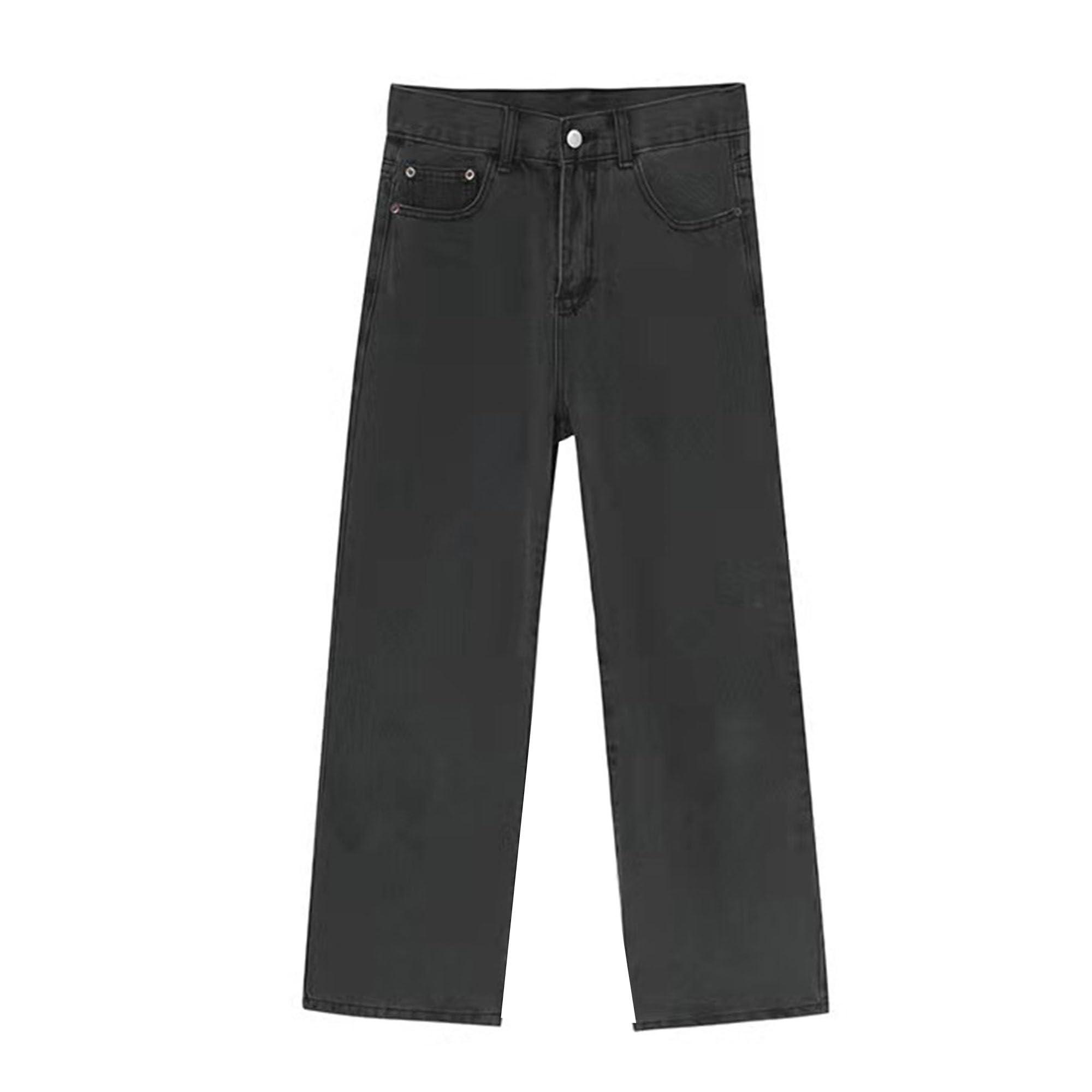 JEsilunmaMY JEsilunmaMY Men's Distressed Straight Leg Jeans Fashion Comfort Cotton Denim Pants Loose Casual Carpenter Jean Trousers (Black,Small)
