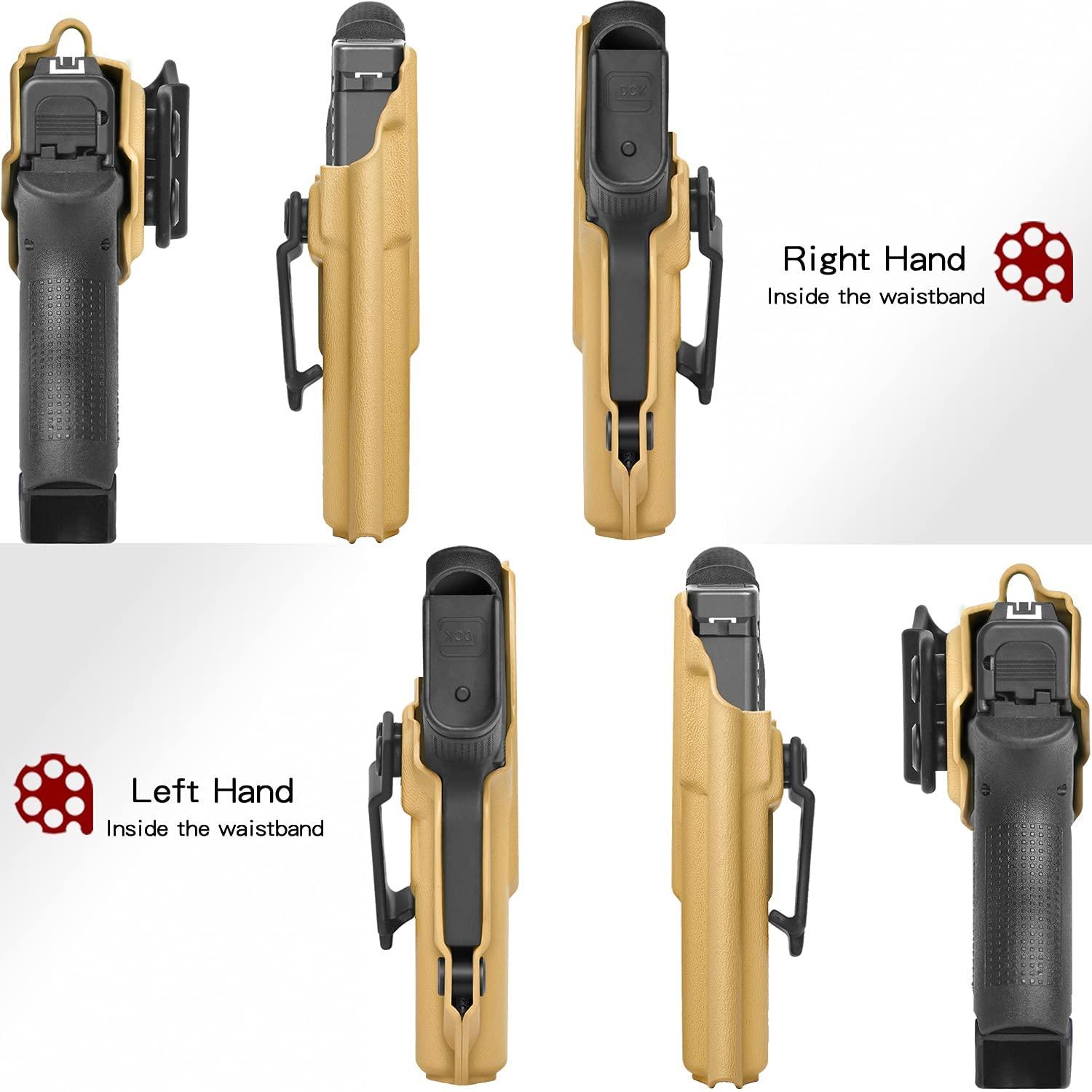 Amberide Amberide KYDEX Holsters for Glock 43/43X & 43X MOS | Adjustable Cant | Inside & Outside Waistband Concealed Carry Options | IWB & OWB for Ultimate Comfort & Stability (Coyote Brown, Right IWB)