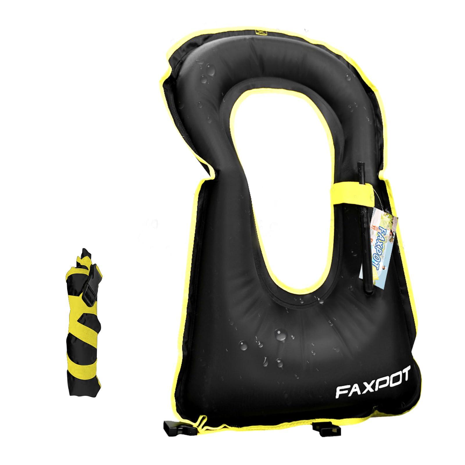 Faxpot Inflatable Snorkel Vest for Adults, Snorkeling Vest Adult Travel, Snorkeling Jackets Portable Inflatable Swim Vest Buoyancy Vest for Snorkeling, Swimming Paddleboarding Load Up to 242 Ibs