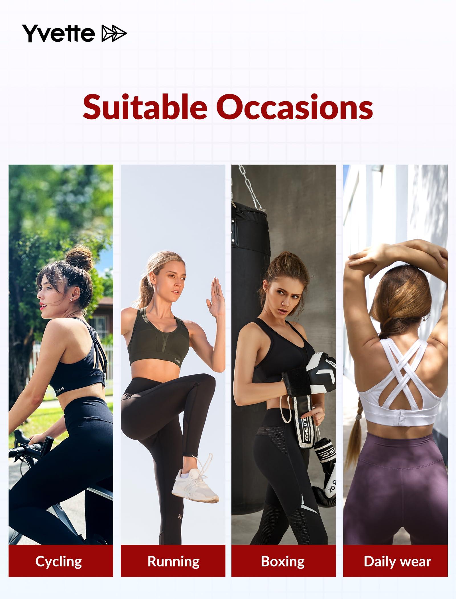 Yvette Yvette Women High Impact Sports Bras Criss Cross Back Sexy Running Bra for Plus Size, Pastel Pink, 4XL(DF)