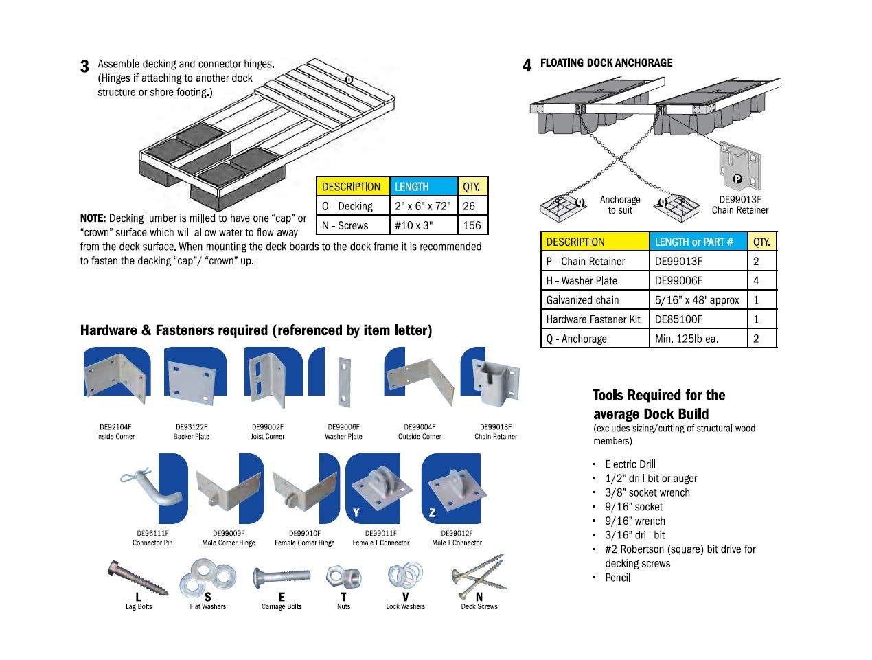 Dock Edge Dock Edge Floating Dock Heavy Duty Connector Hindge, Galvanized, Grey, 13\" x 5-1/4\" x 4-3/4\"