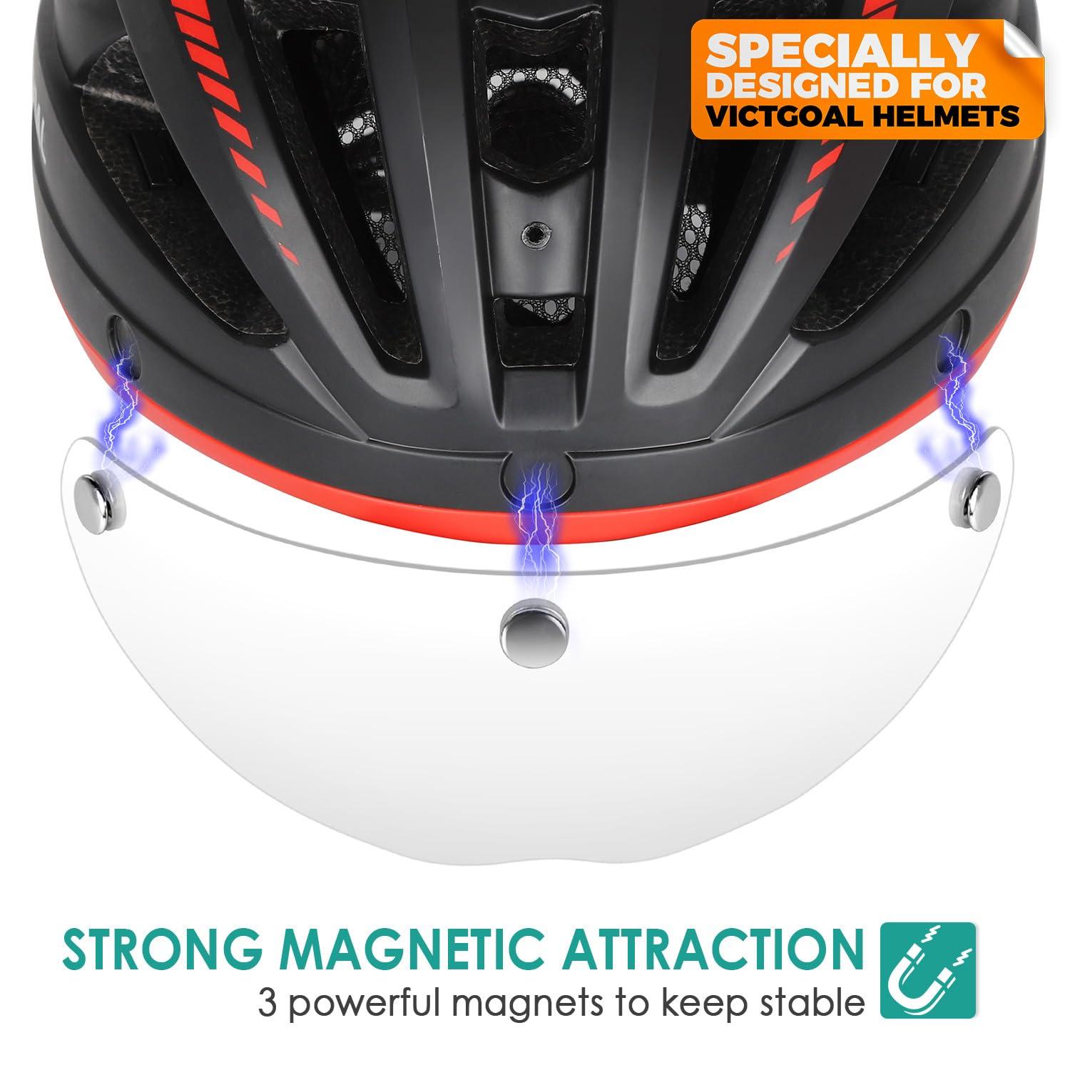 VICTGOAL VICTGOAL Detachable Magnetic Bike Helmet Goggles Visor Especially Deisgned for VG110/VG112 Bicycle Helmet (Photochromic)