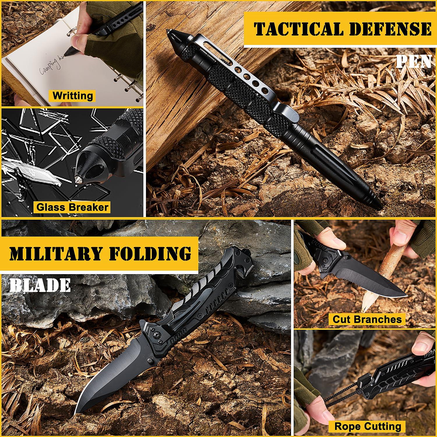 Skywod Survival First Aid Kit,99PCS Professional Survival Gear Large Hiking Backpack with Emergency Equipment Outdoor Adventure Accessories,Gift for Men Father - (Camo-Brown)