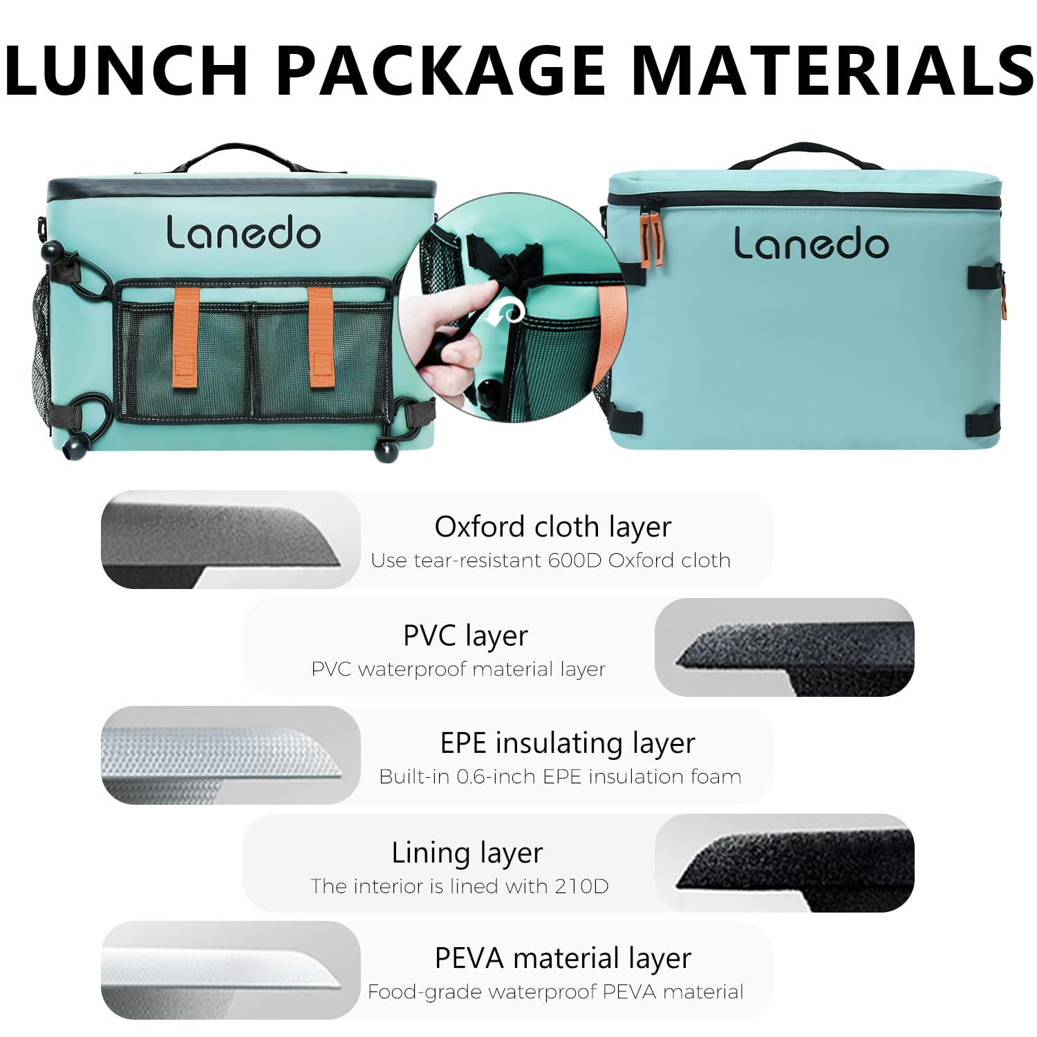 Lanedo Lanedo Deep Freeze Cooler Soft Sided Cooler Bag, 34 Can Collapsible Insulated Ice Chest, Large Leakproof Camping & Travel Cooler for Kayaking & Beach