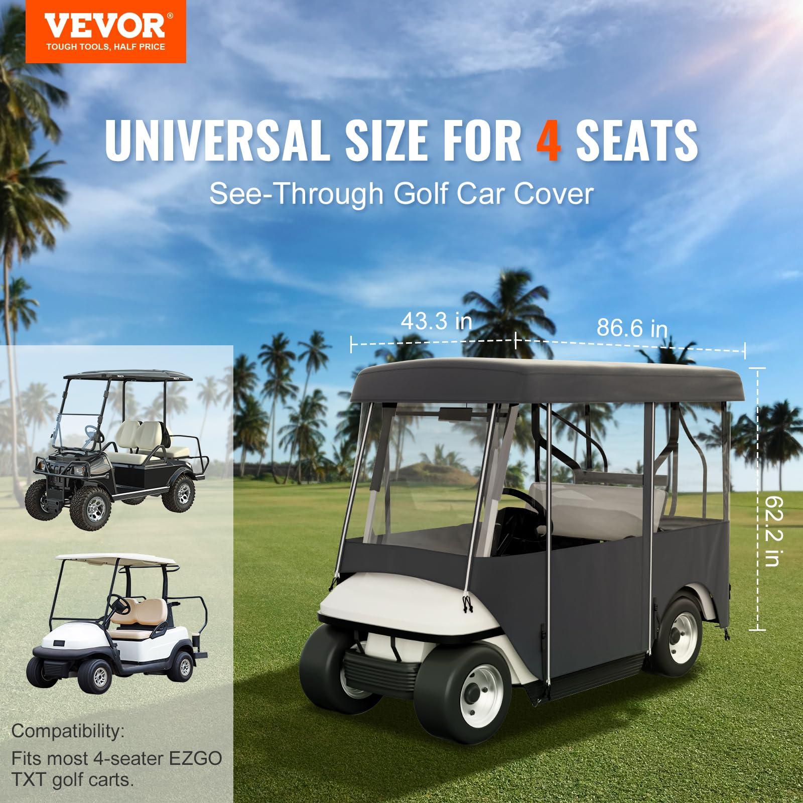 Happybuy Happybuy Golf Cart Enclosure 86'', 4-Person Golf Cart Cover, 4-Sided Fairway Deluxe, 300D Waterproof Driving Enclosure with Transparent Windows, Fit for EZGO, Club Car, Yamaha Cart