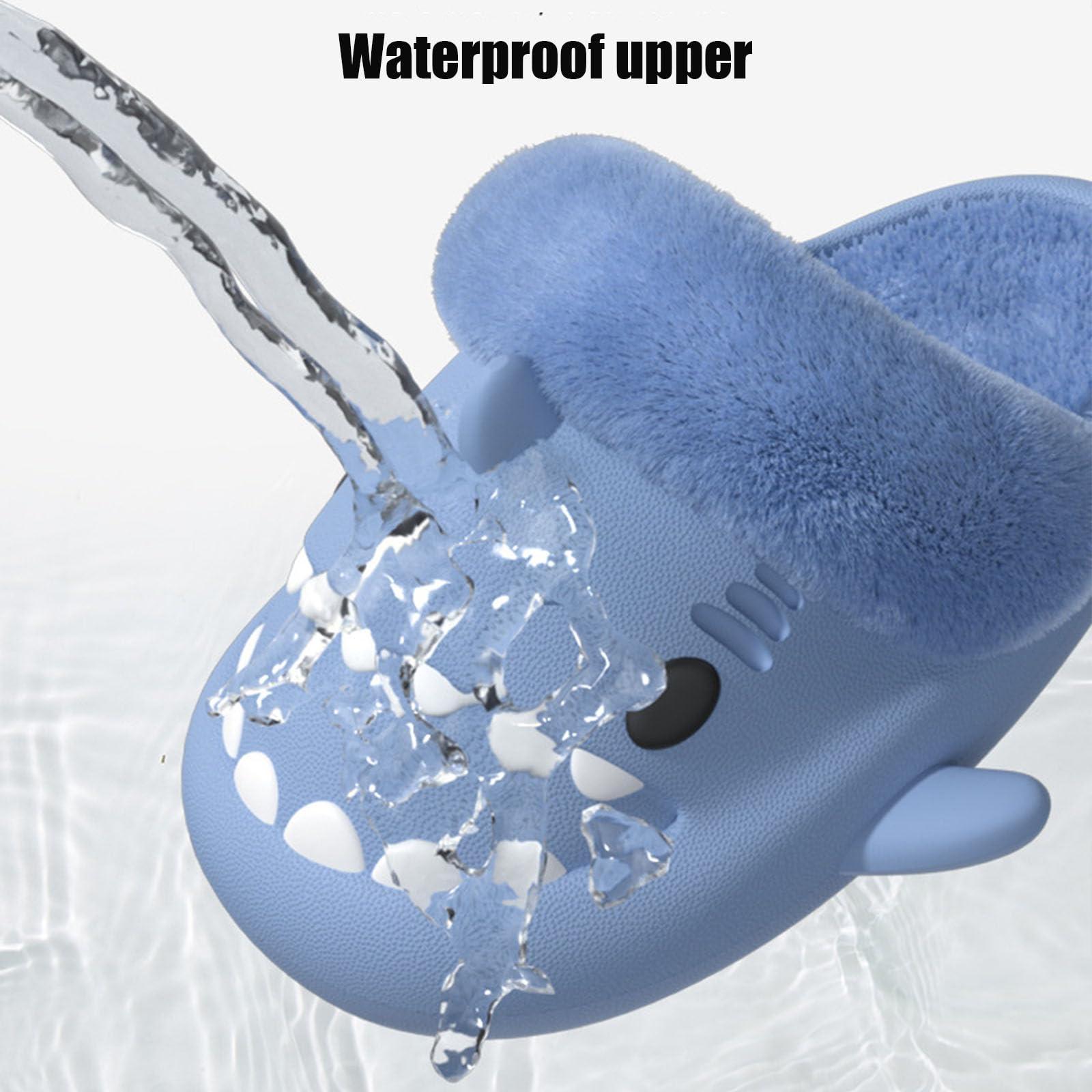 Jfxgjuv Jfxgjuv Sharklas Polares, Sharklas Originales, Sharky Chanclas De Invierno, Summer and Winter Shark Slides Detachable Warm Fuzzy Slippers (Black,12-13 Little Kid)