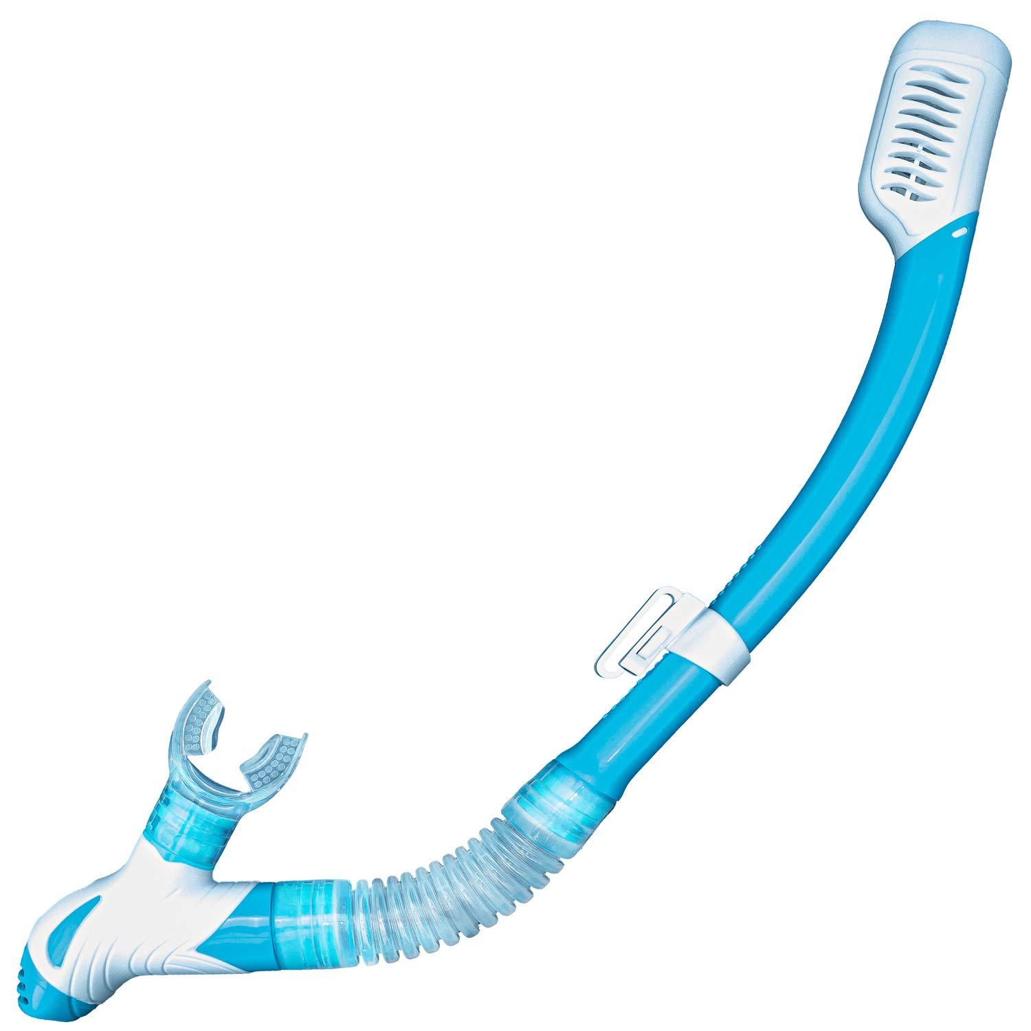 Kraken Aquatics Kraken Aquatics Dry Snorkel | Quality Professional Snorkel Gear with Dry Top Valve, Comfortable Silicone Mouthpiece and Purge Valve for Scuba Diving, Snorkeling, Freediving, Spearfishing and Swimming