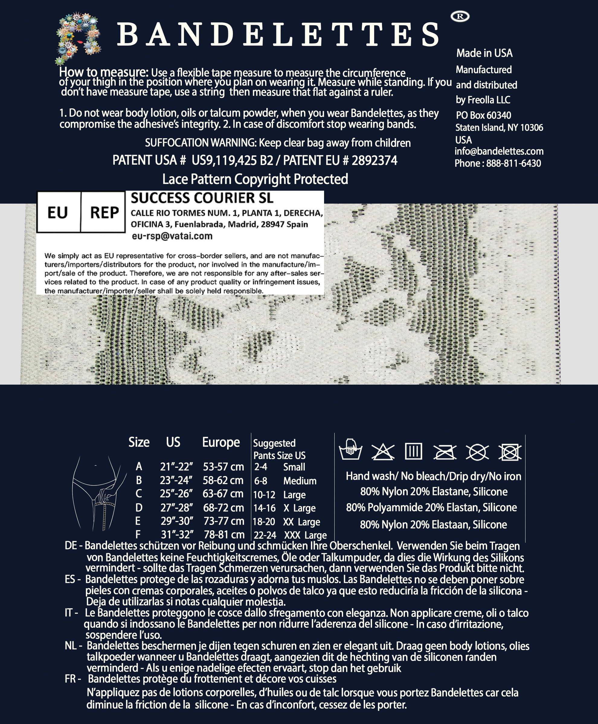 Bandelettes Bandelettes Original Patented Elastic Anti-Chafing Thigh Bands *Prevent Thigh Chafing* - White Peony Size D