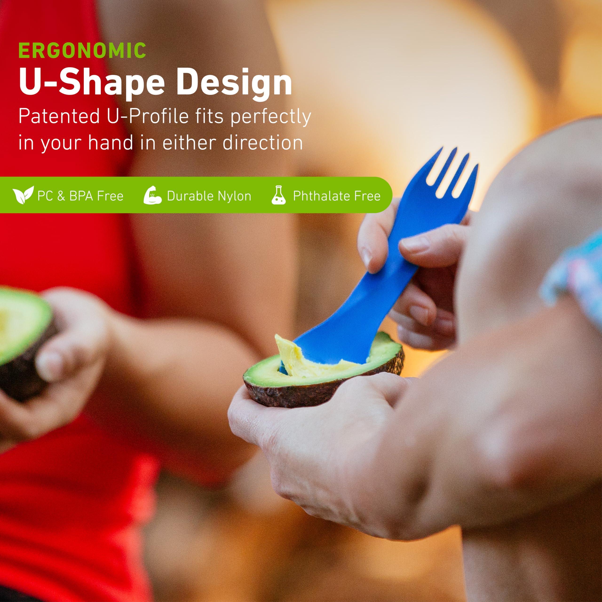 humangear humangear GoBites Uno | Travel & Camping Utensils | Portable & Convertible Dining Ware | Multi-Functional Spork, Blue