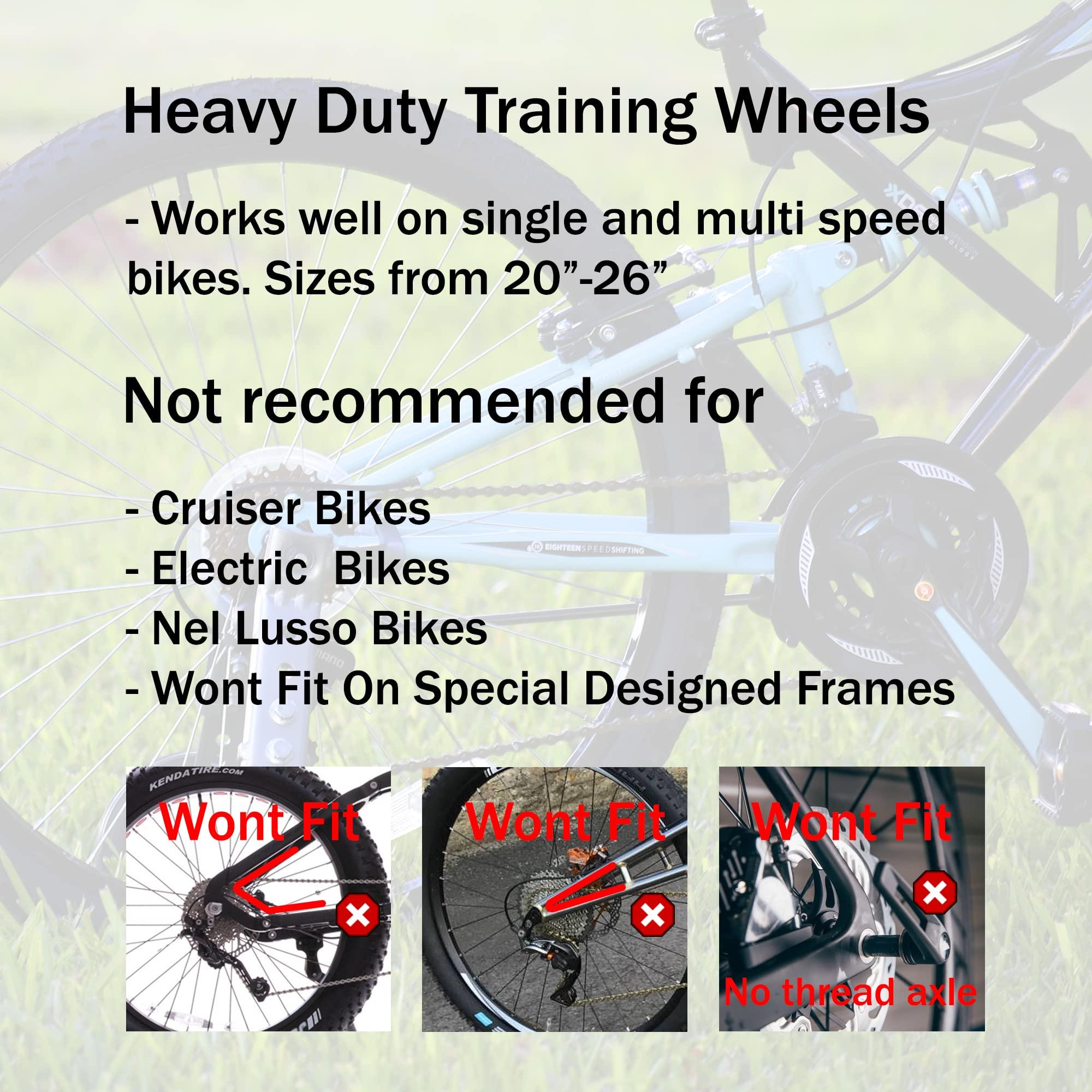 FXXX Adult Heavy-Duty Adjustable Training Wheels for 24-29 Inch Bicycles - Perfect for Safe Learning and Smooth Rides!