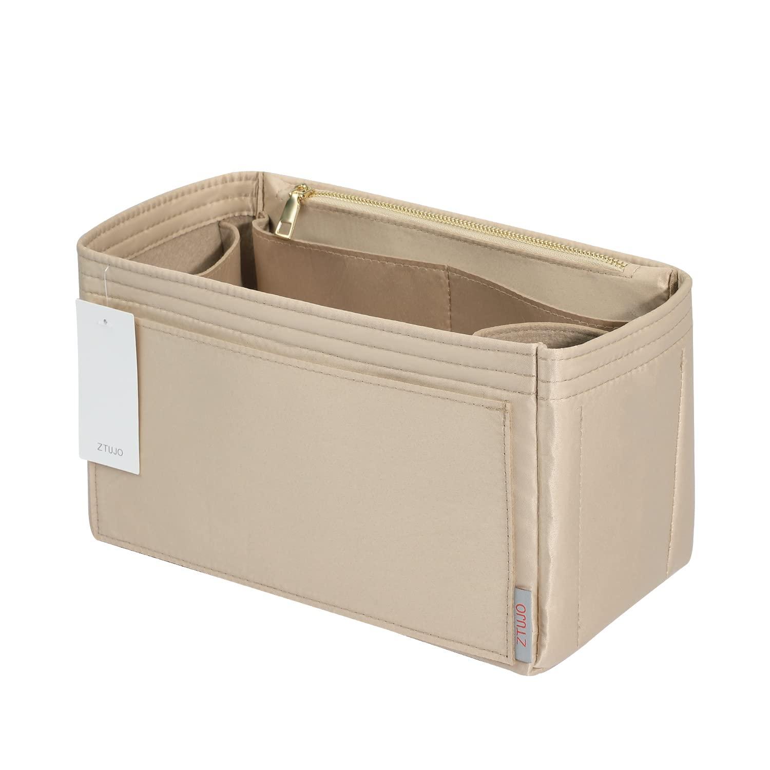 ZTUJO ZTUJO Purse Organizer Insert For Handbags, Silky Touching Bag Organizer Insert With Bottle Holder, Perfect for Speedy, Neverfull, Tote,ONTHEGO,Artsy,Handbag and More (Slender Large, Silky Beige)