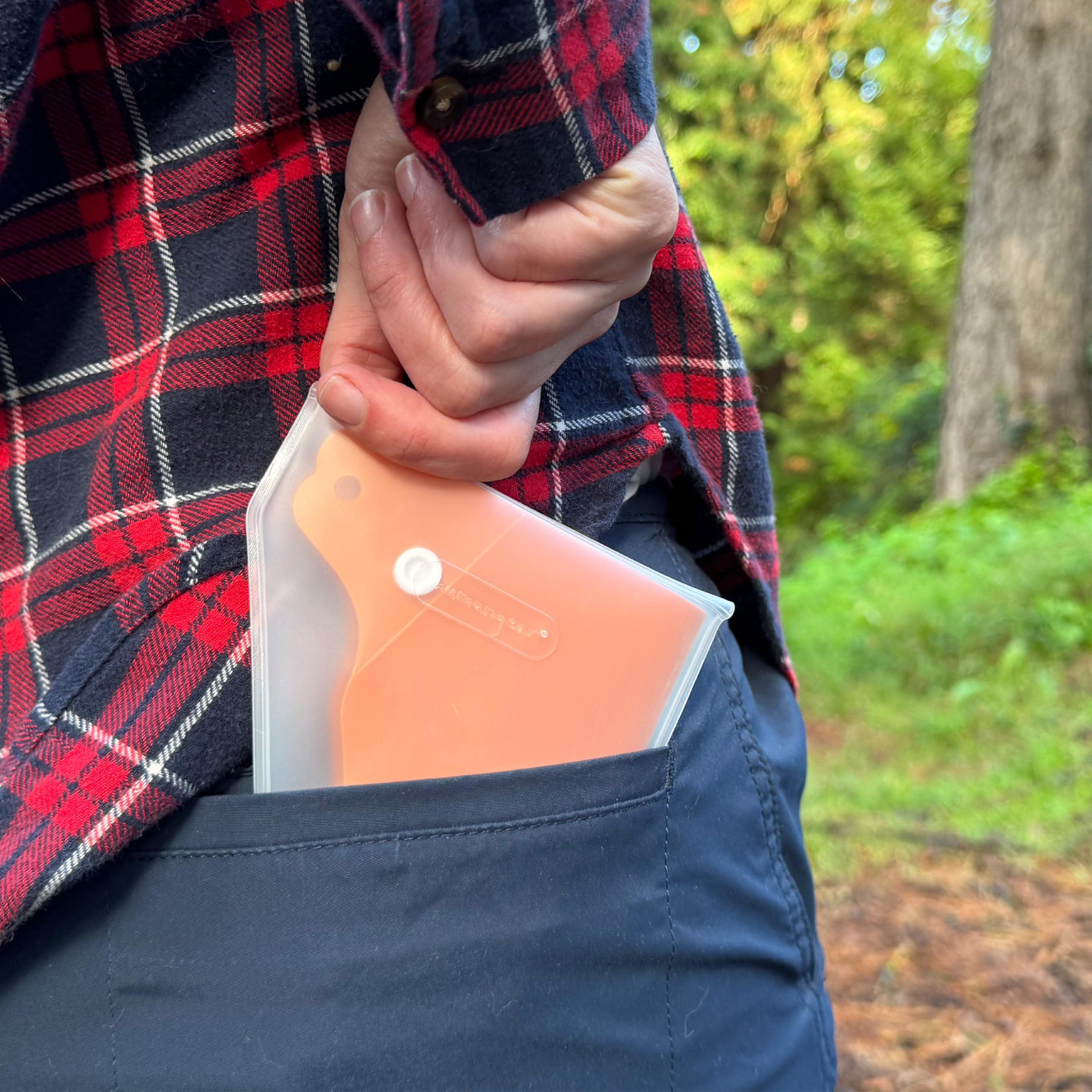 humangear GoPee Female Urination Device, Folds Transforms Instantly to Flat Pocketable Stand To Pee, Pee Easily Fully Clothed, Comfortable, Ultra-Compact, Reusable, Travel Outdoors, Includes Case, Autumn/Orange