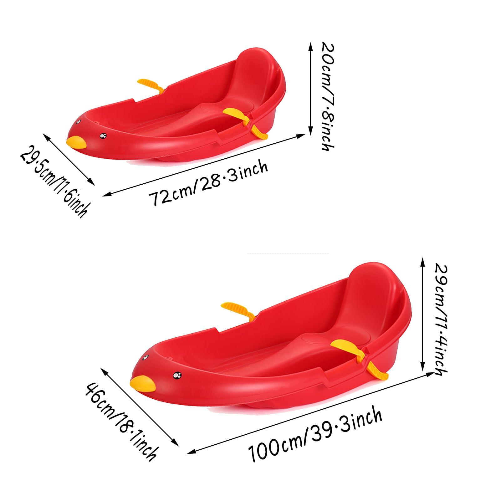 TUOYIBO Thickened Wear-Resistant Sledge, Children\'s Snowboard Sledge, Plastic Sledge, Adult Sledge with Backrest