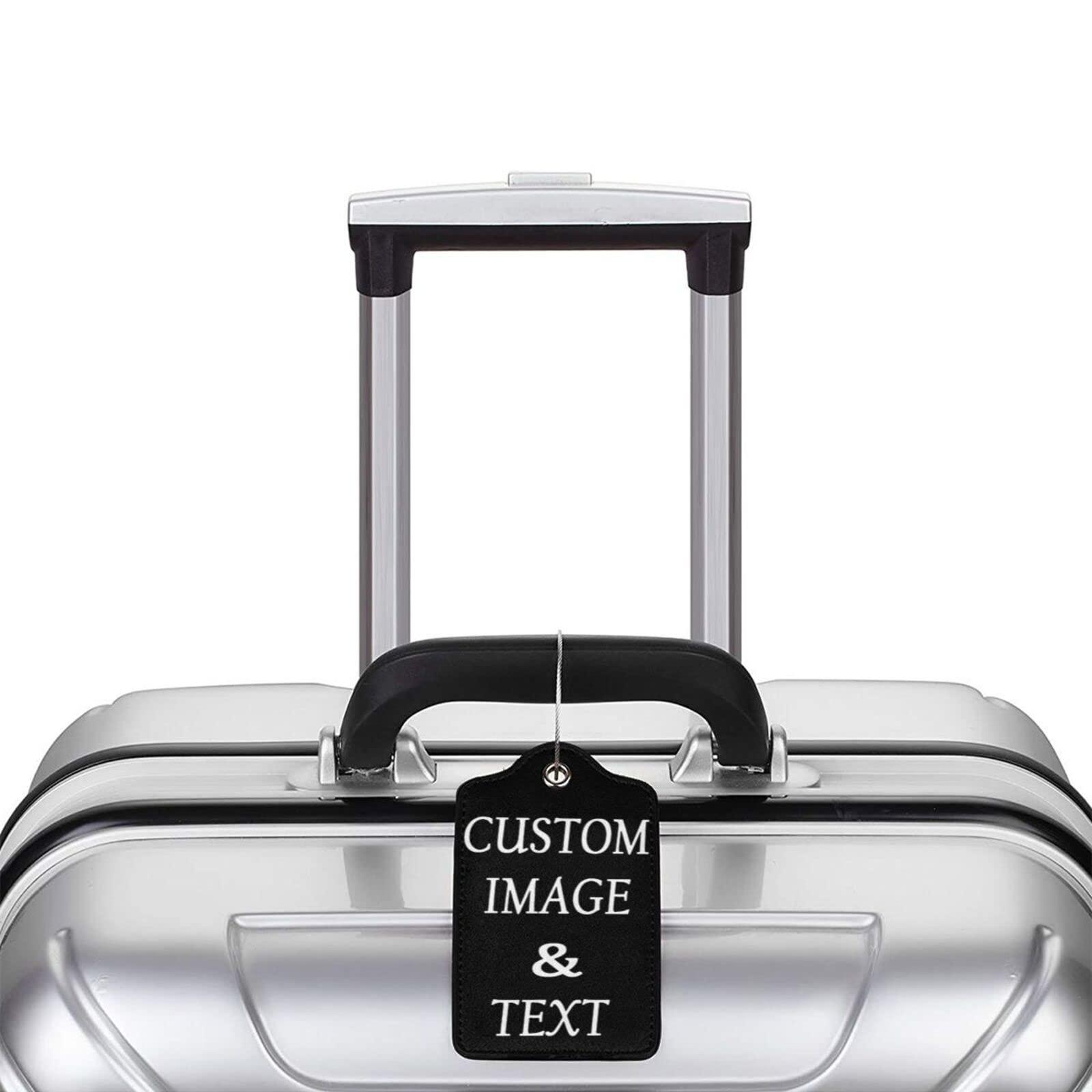 NineFit Basics Personalized Luggage Tags for Suitcases Customized Your Own Name Photo Text Custom Luggage Tags Leather Luggage Tag 1 Pcs
