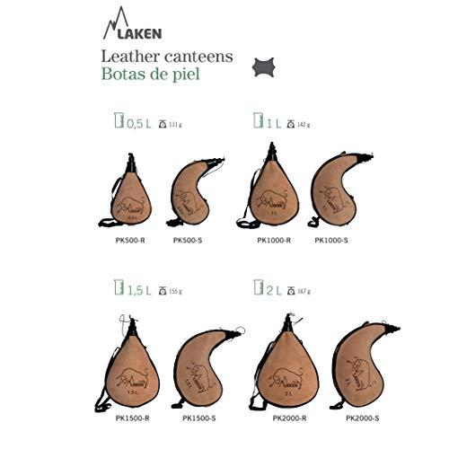 Laken Laken Spanish Bota Bag Leather Canteen Pouch for Wine and Water - Wine Skin Bag with Strap for Travel, Camping, Hiking | Straight Shape - 1.5 Liter