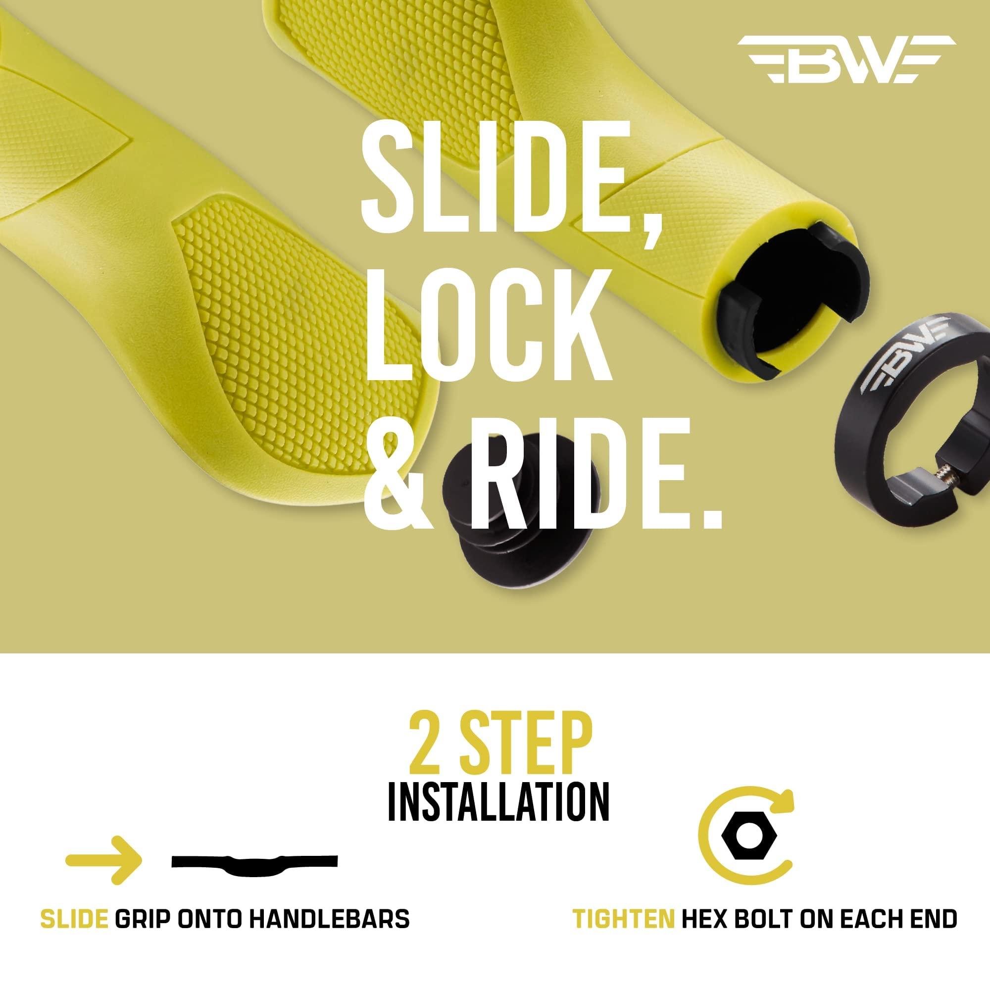 BW USA BW USA Ergo-Lock 2.0 Grips Dual Lock-On MTB Bike Handlebar Grips - Pink/Black